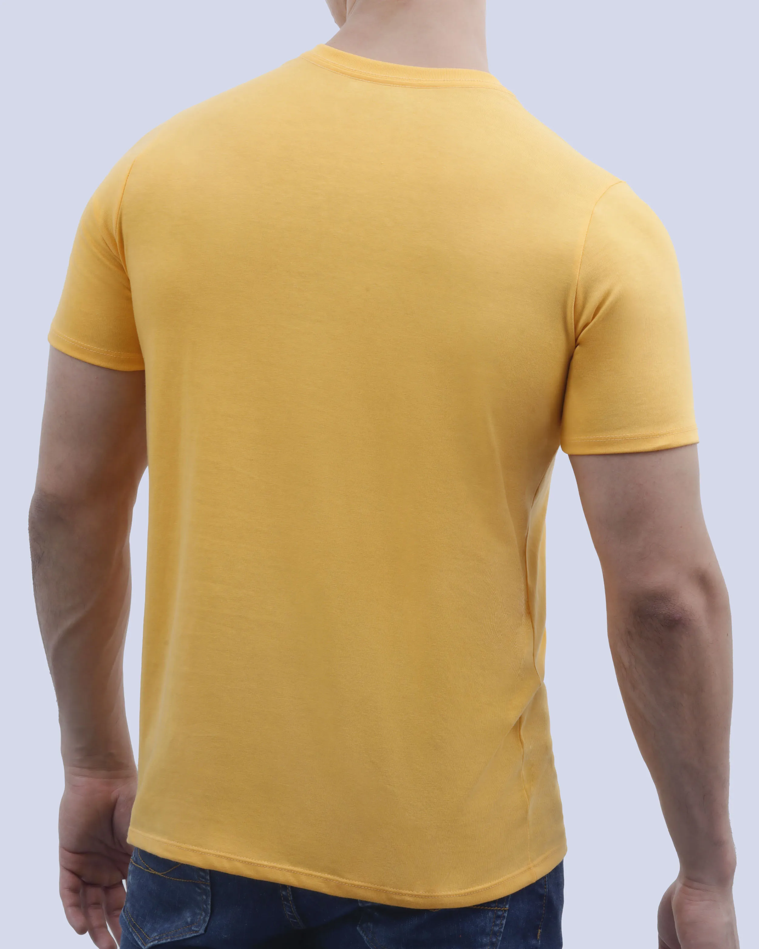 Camiseta cuello redondo lisa manga corta amarilla