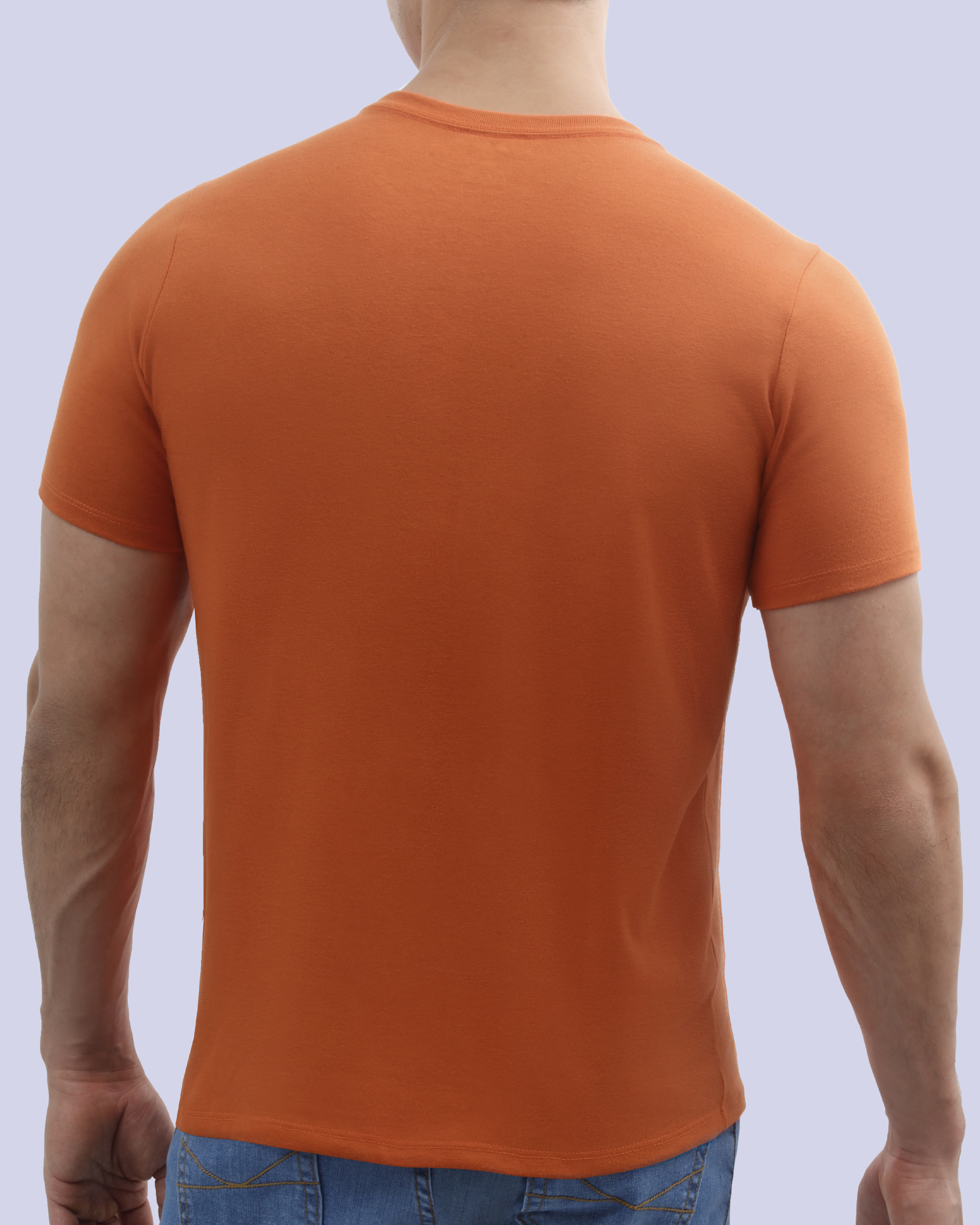 Camiseta cuello redondo lisa manga corta anaranjada