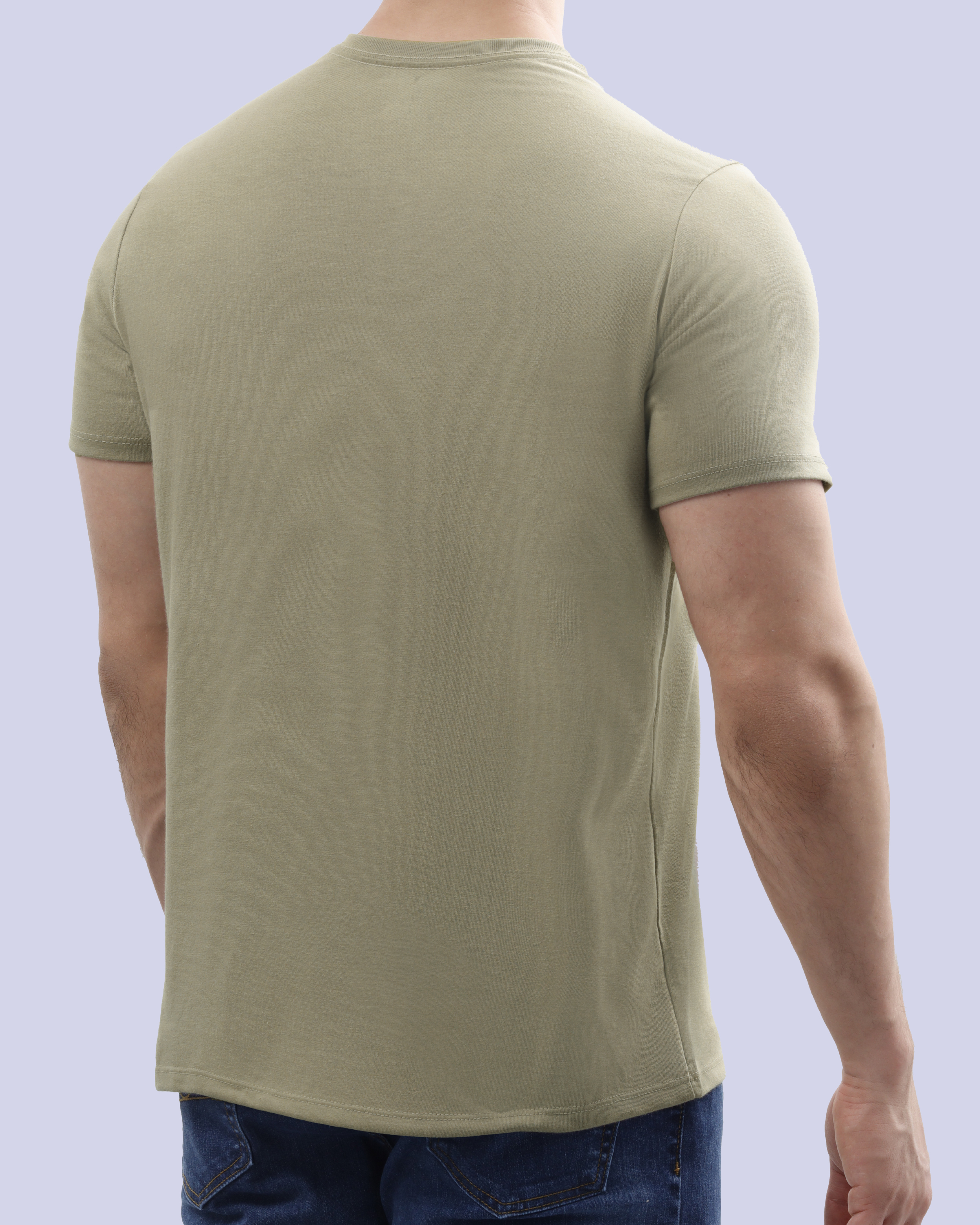 Camiseta cuello redondo lisa manga corta beige