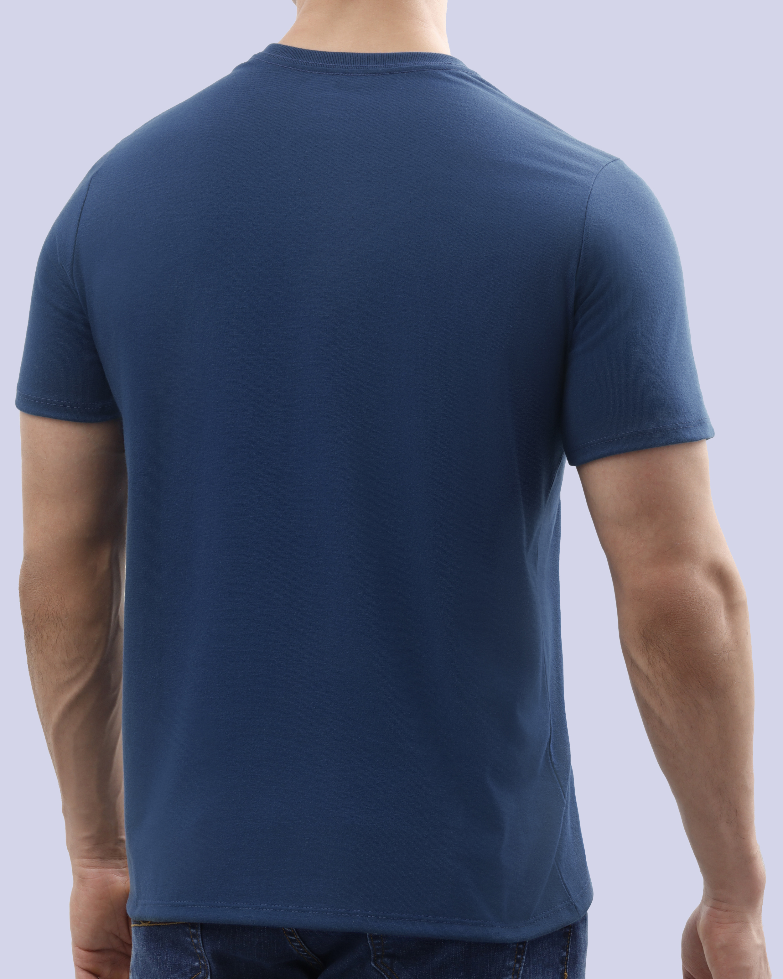 Camiseta cuello redondo lisa manga corta azul