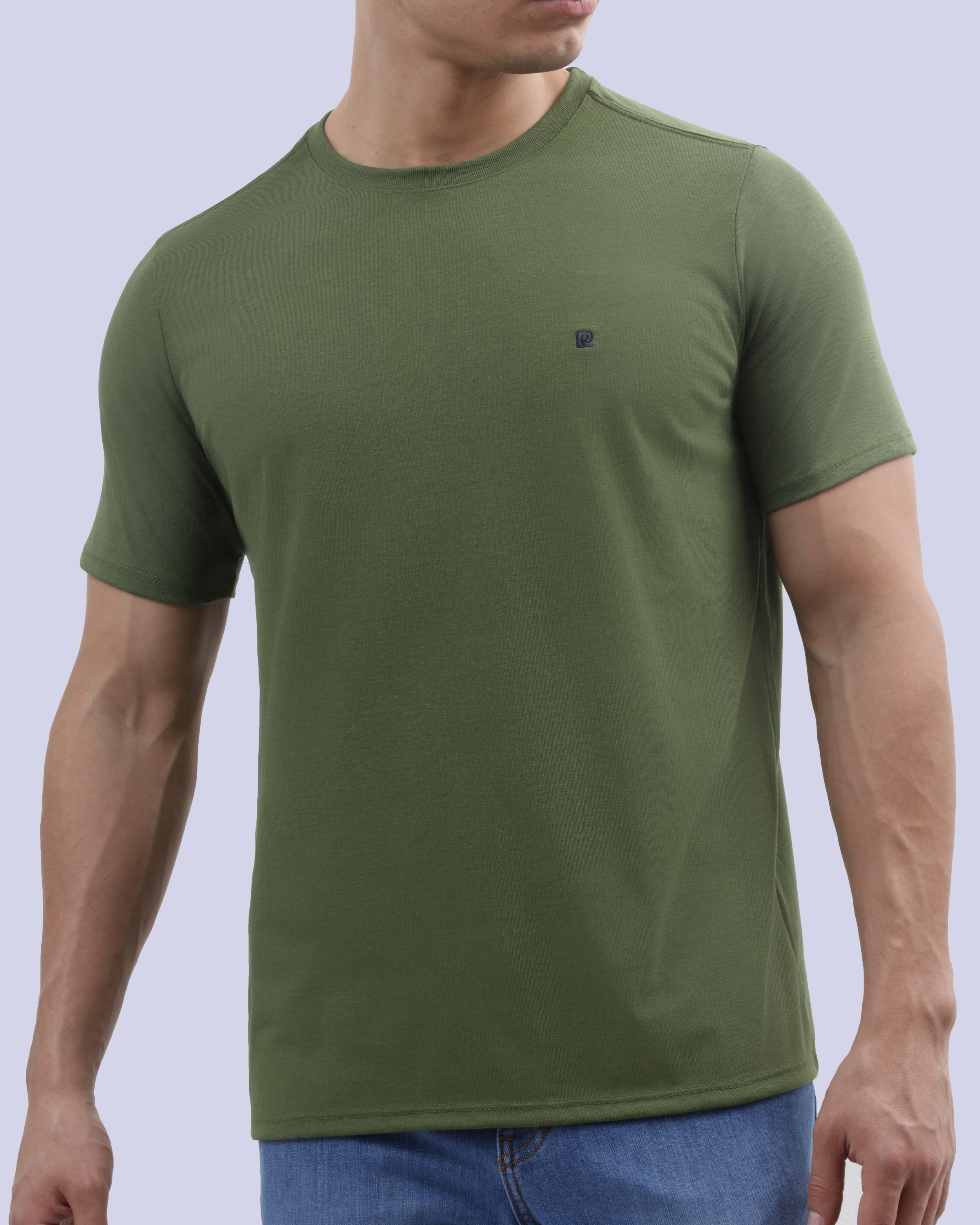 Camiseta cuello redondo lisa manga corta verde