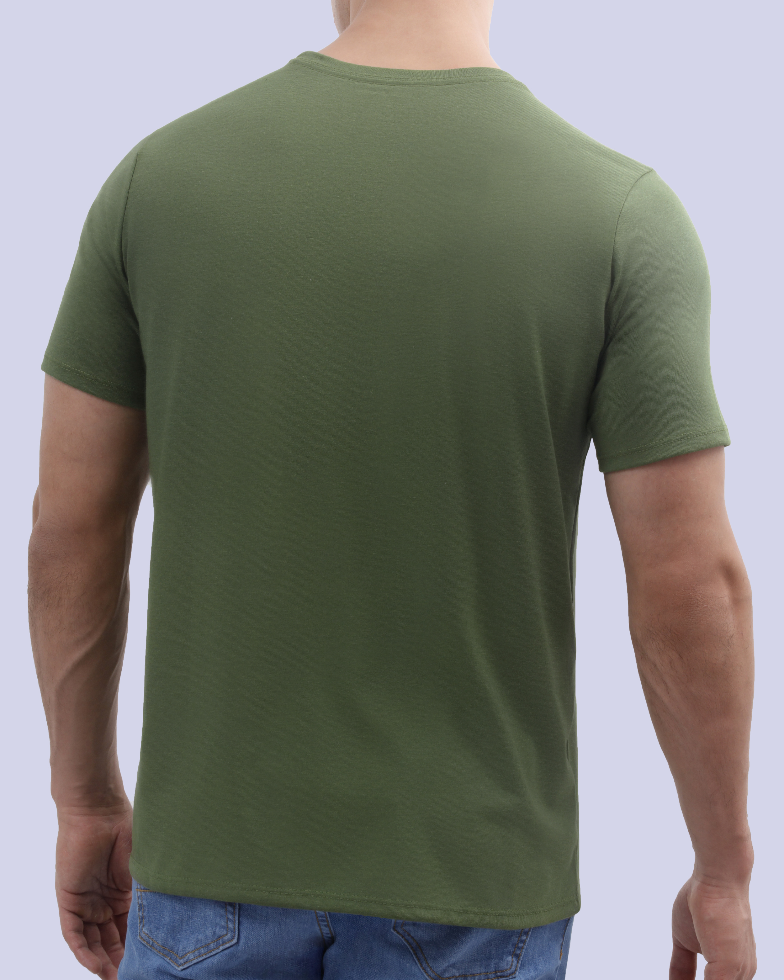 Camiseta cuello redondo lisa manga corta verde