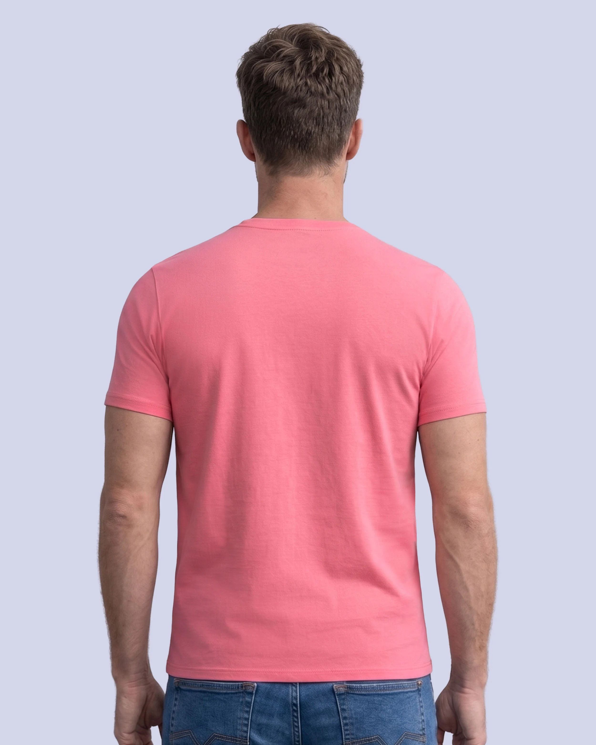 Camiseta cuello redondo lisa manga corta rosada