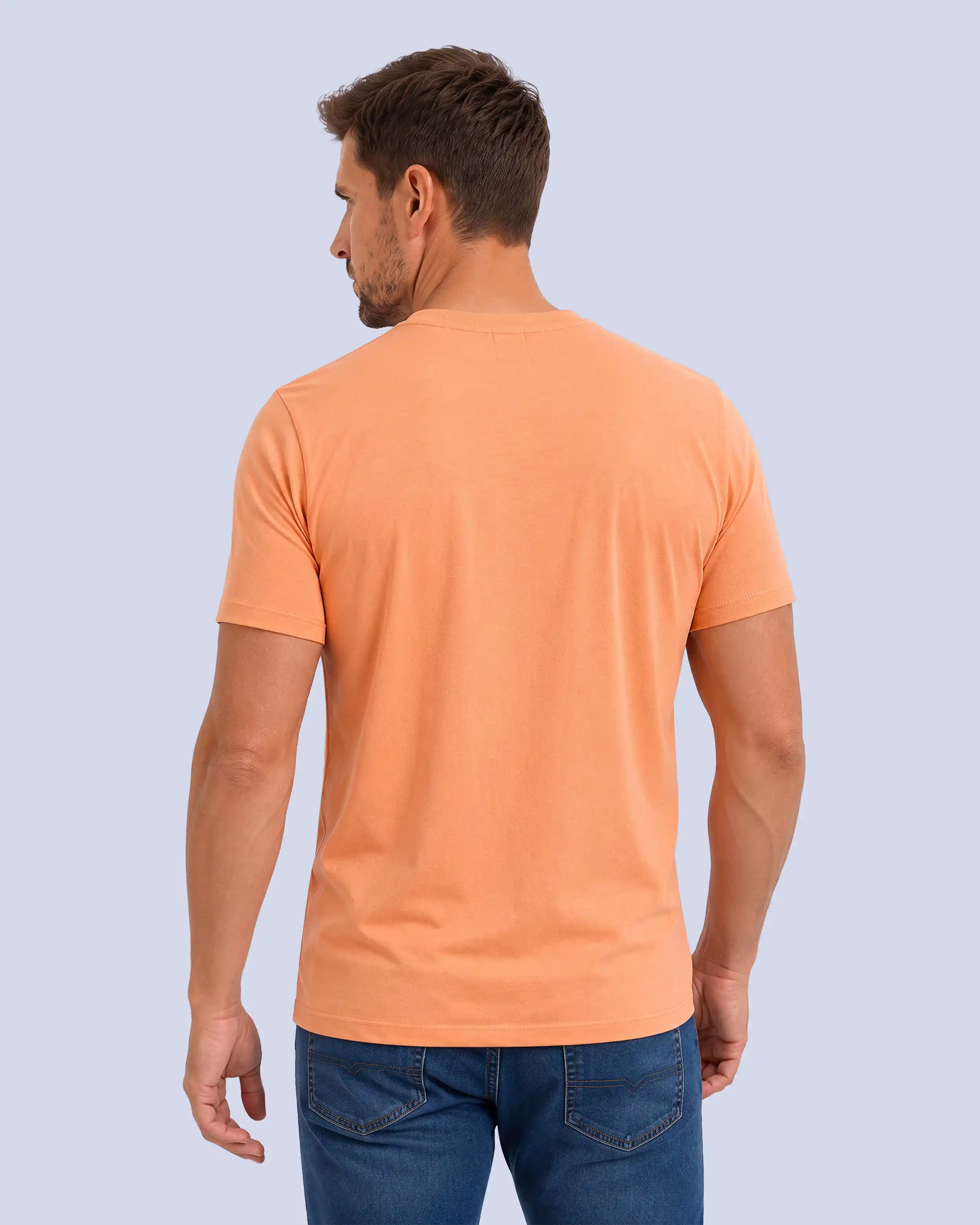Camiseta cuello redondo lisa manga corta anaranjada