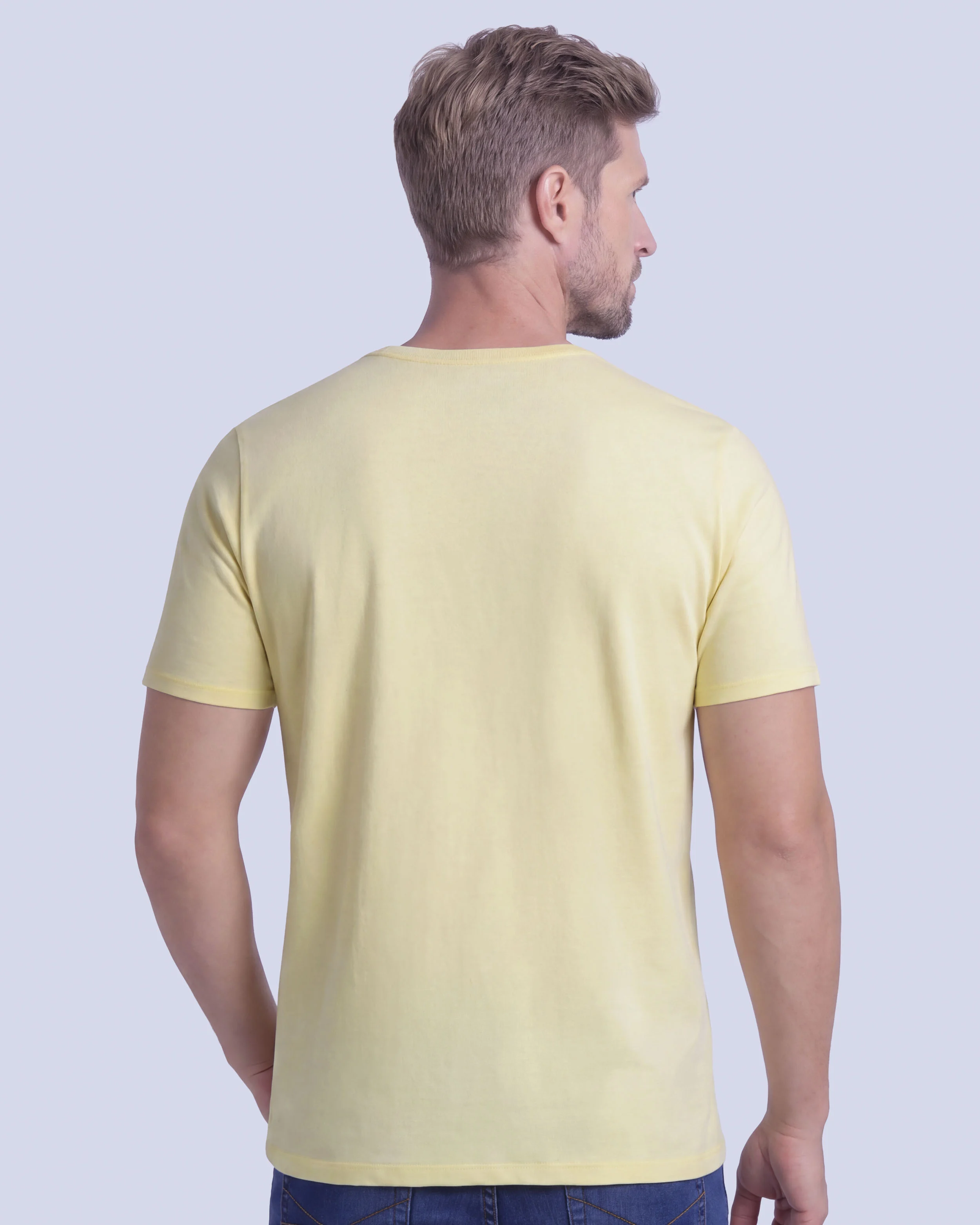 Camiseta cuello redondo lisa manga corta amarilla