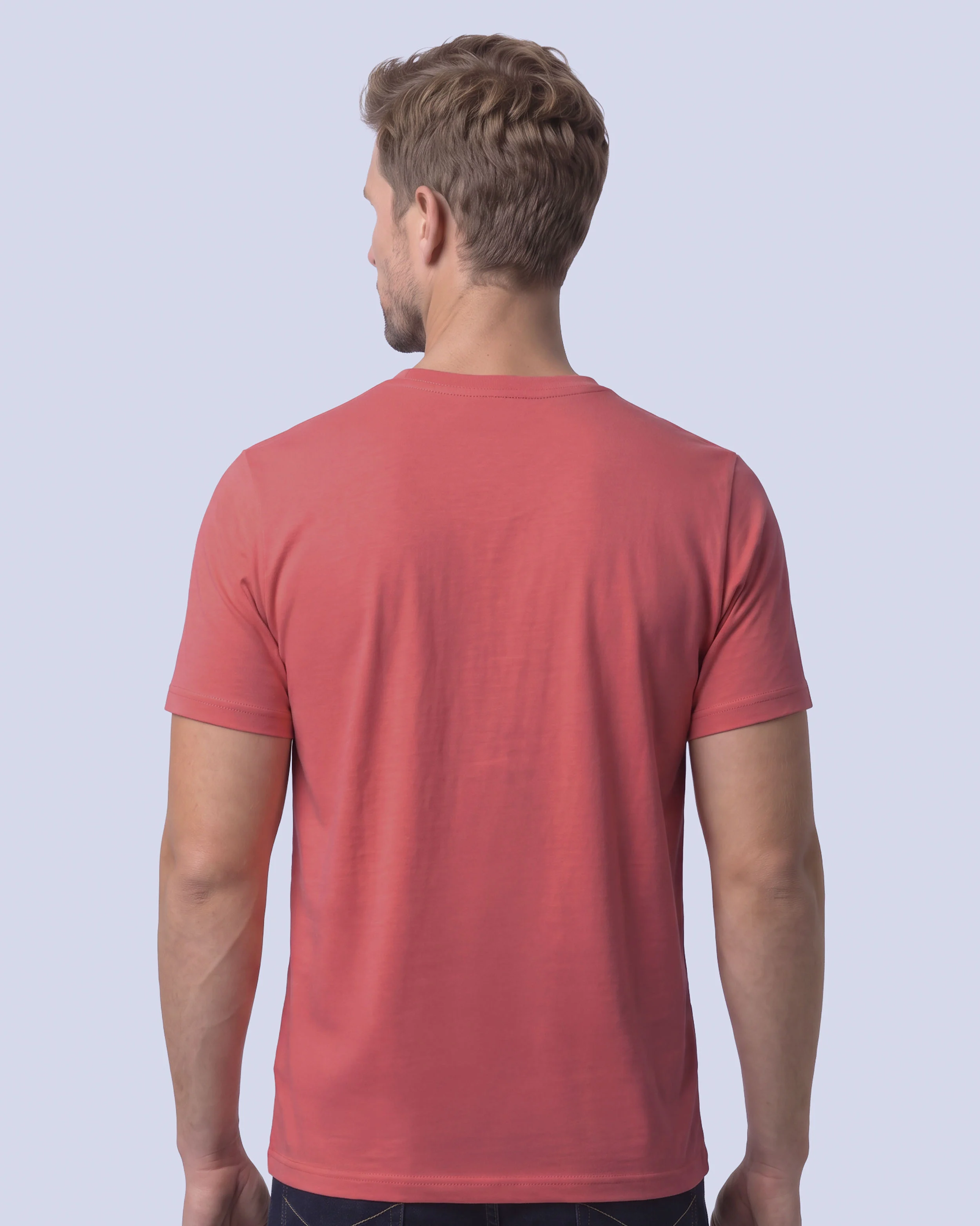 Camiseta cuello redondo lisa manga corta coral
