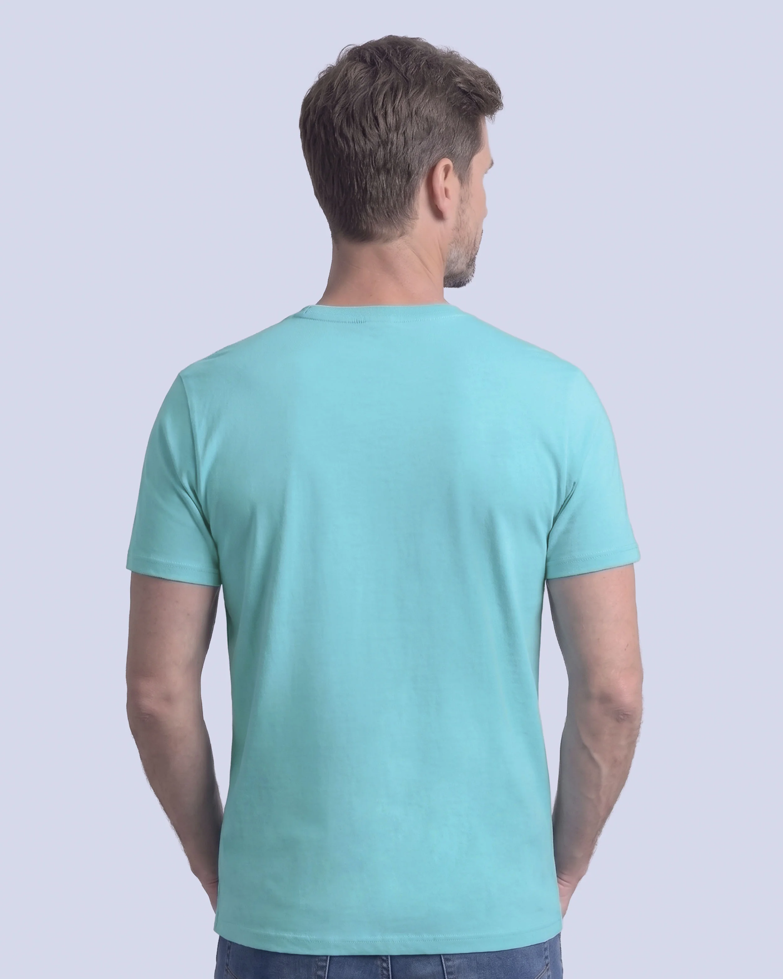 Camiseta cuello redondo lisa manga corta aqua