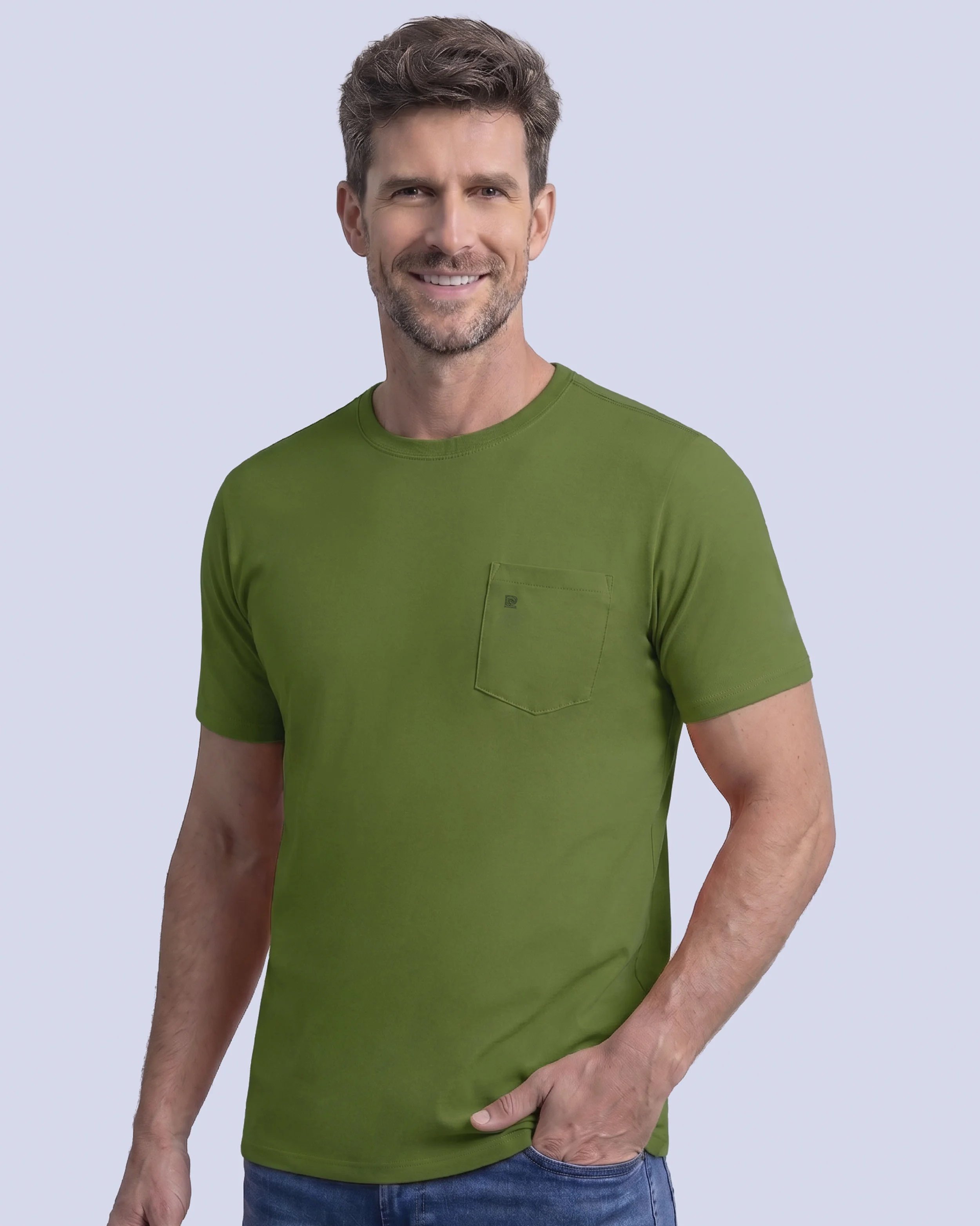 Camiseta cuello redondo lisa manga corta verde