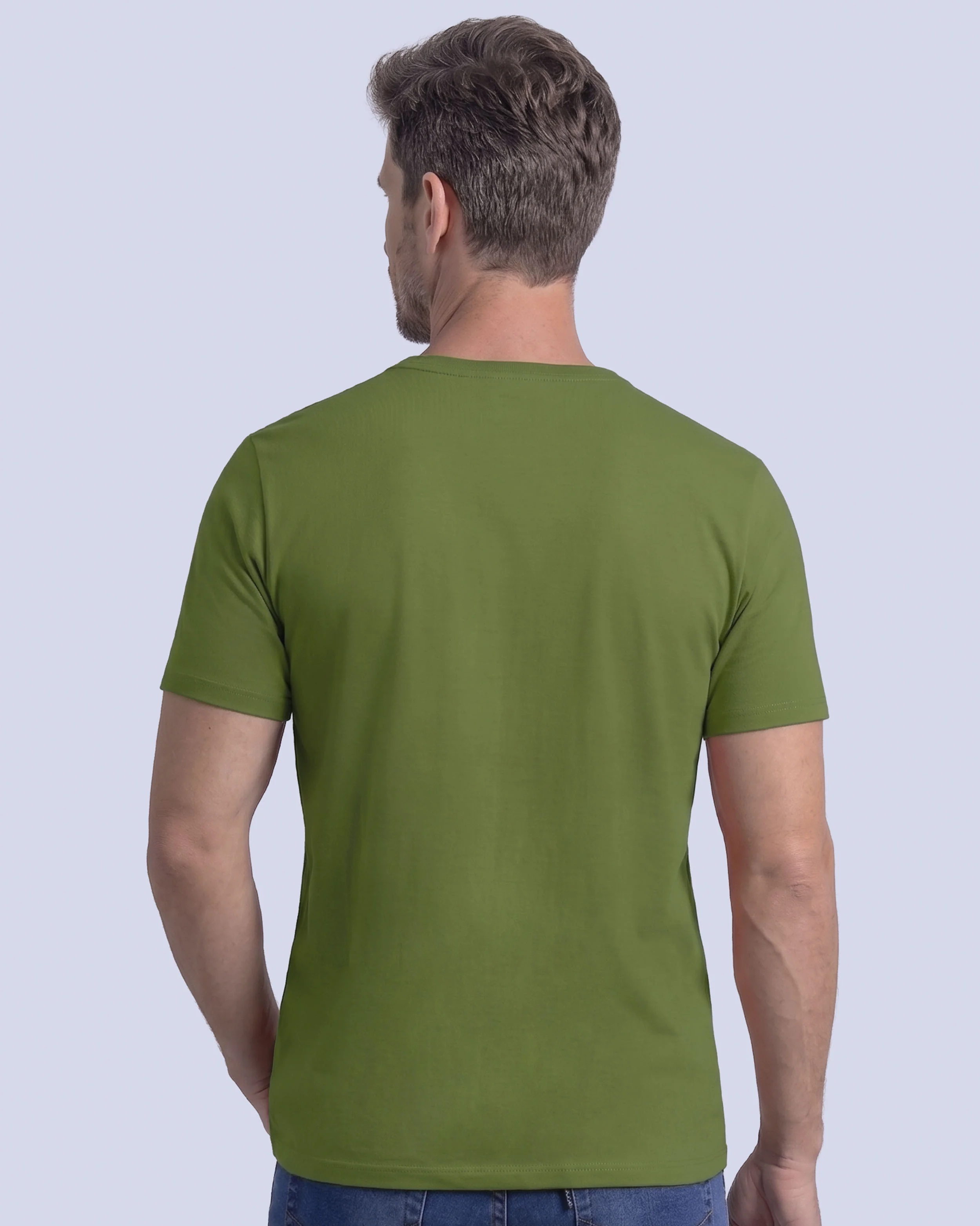 Camiseta cuello redondo lisa manga corta verde