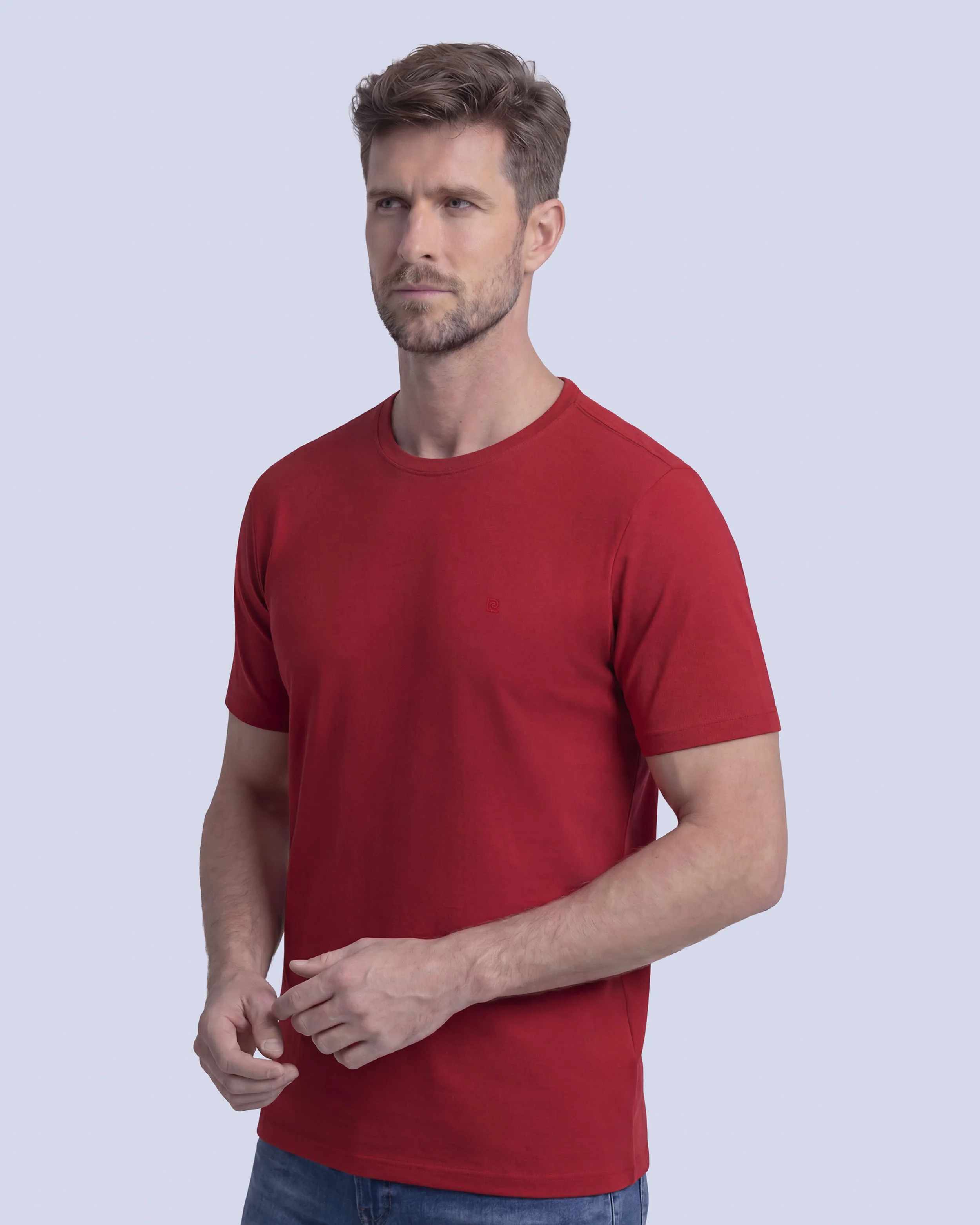 Camiseta cuello redondo lisa manga corta roja