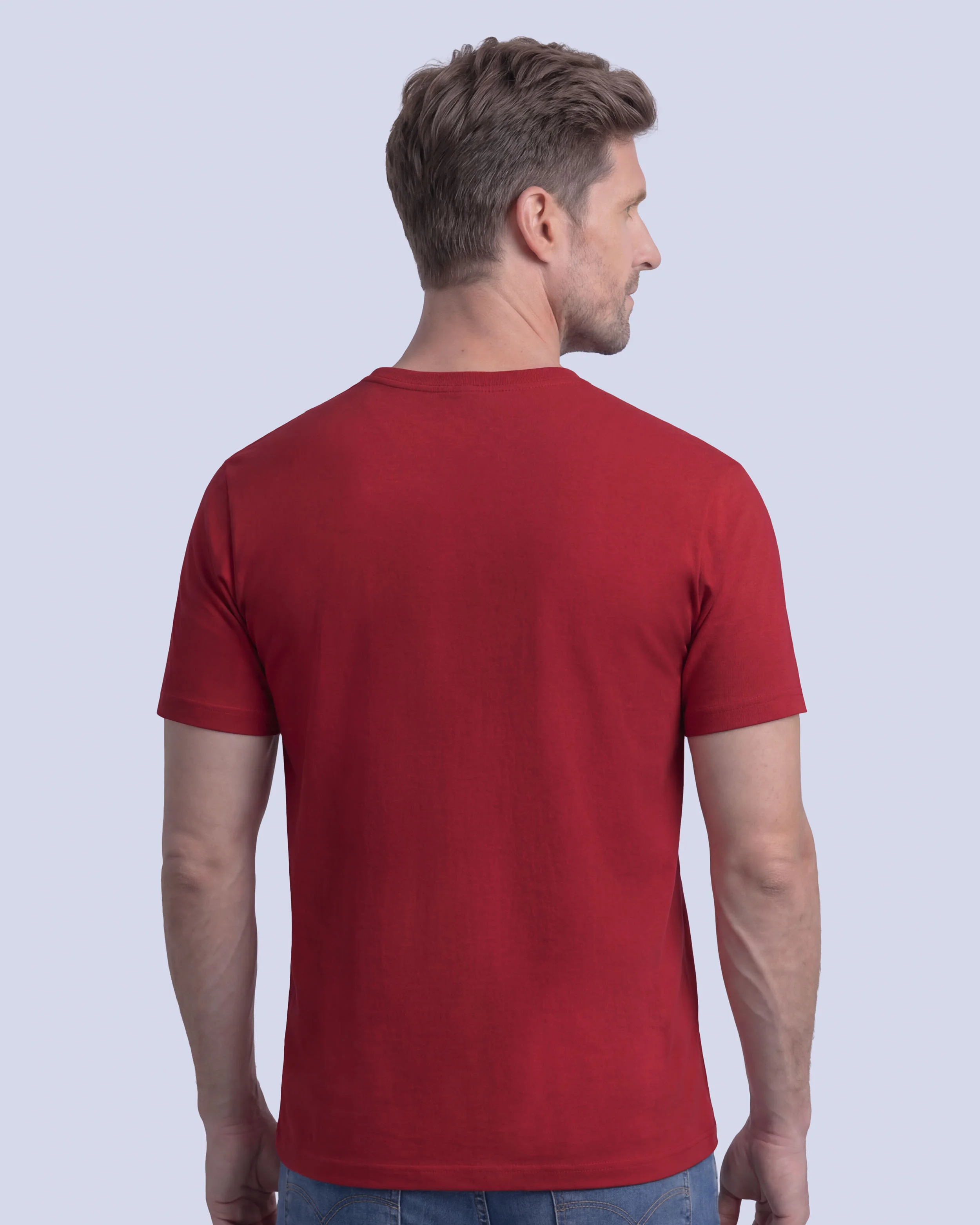 Camiseta cuello redondo lisa manga corta roja