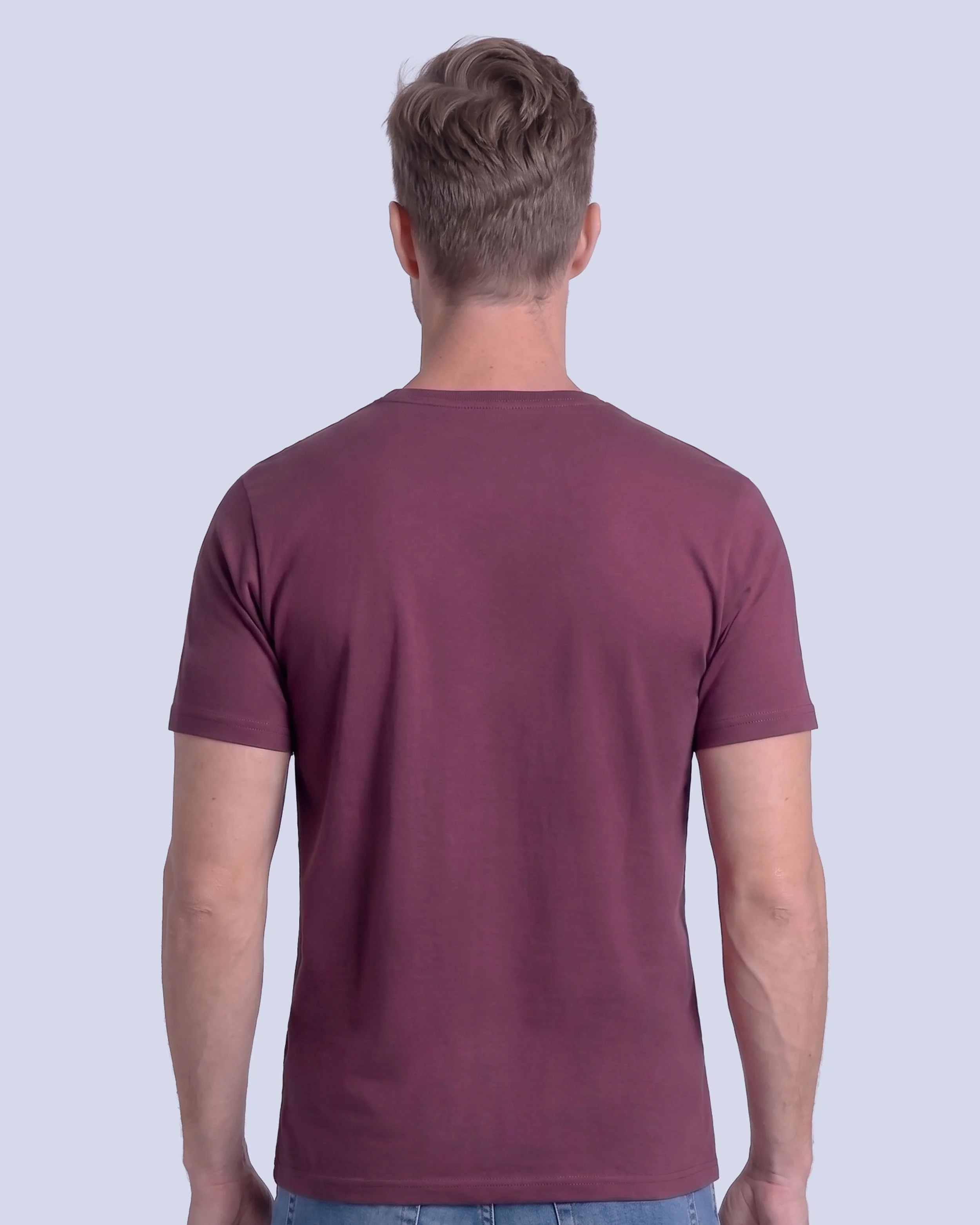 Camiseta cuello redondo lisa manga corta vino