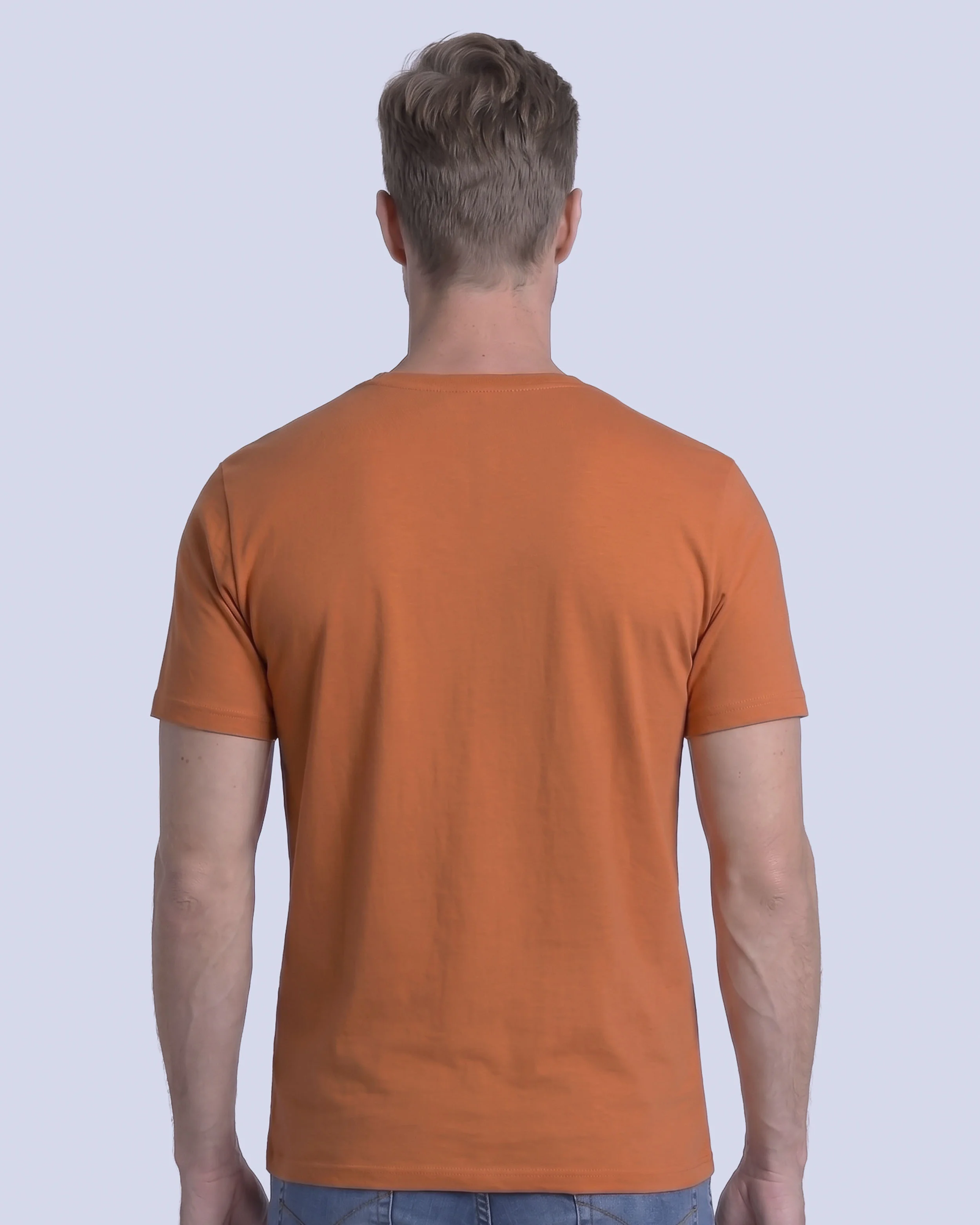 Camiseta cuello redondo lisa manga corta anaranjada