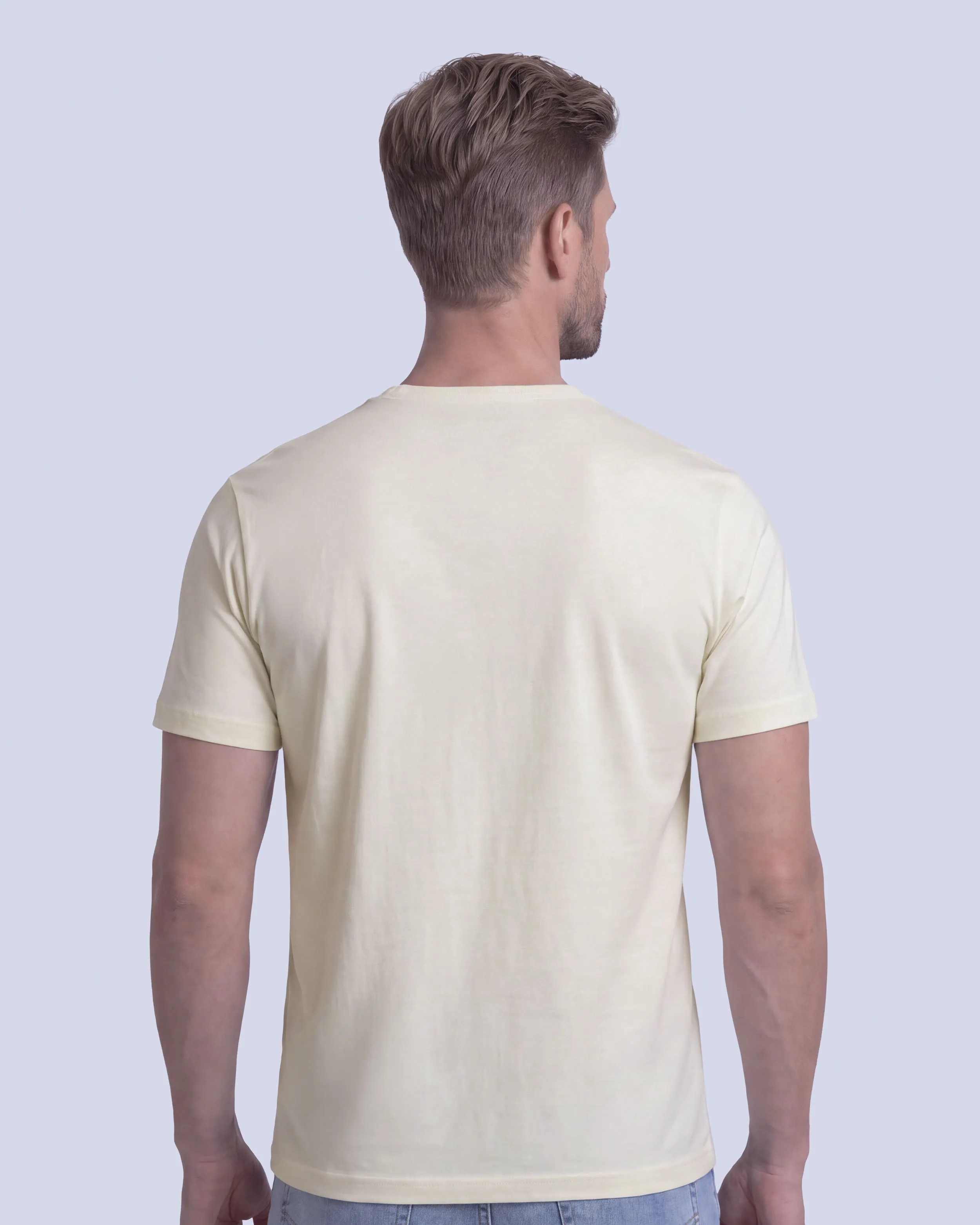 Camiseta cuello redondo lisa manga corta blanco crema