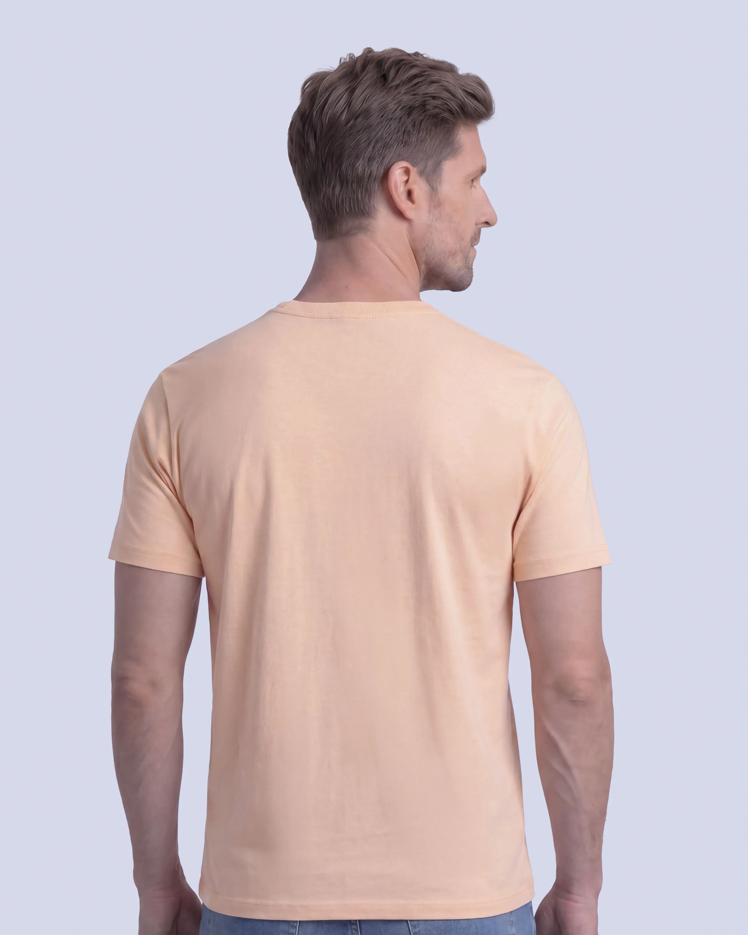 Camiseta cuello redondo lisa manga corta anaranjada