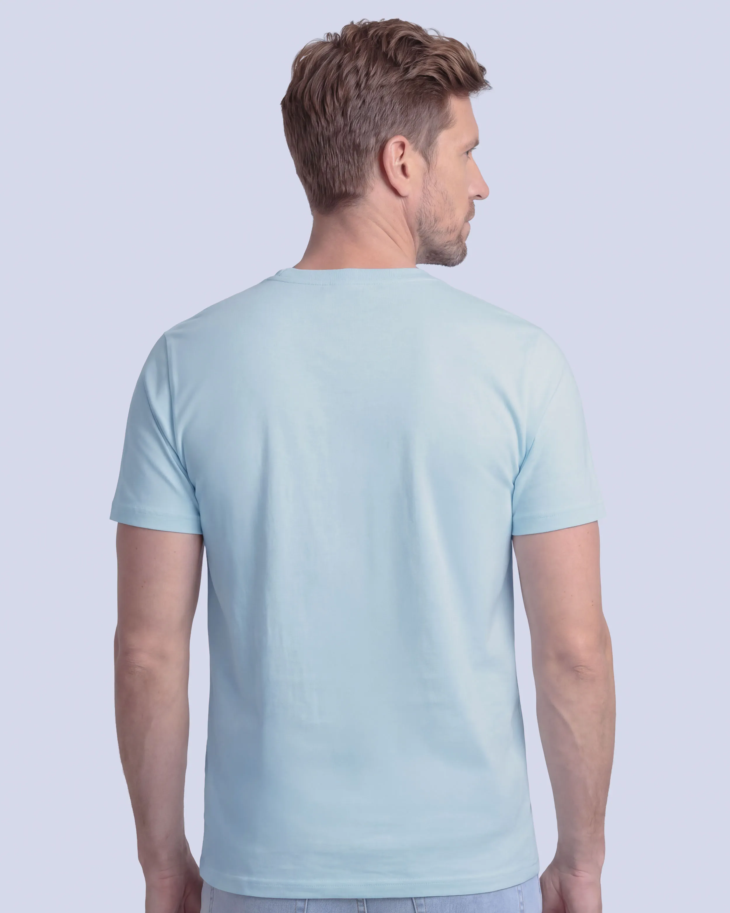 Camiseta cuello redondo lisa manga corta celeste