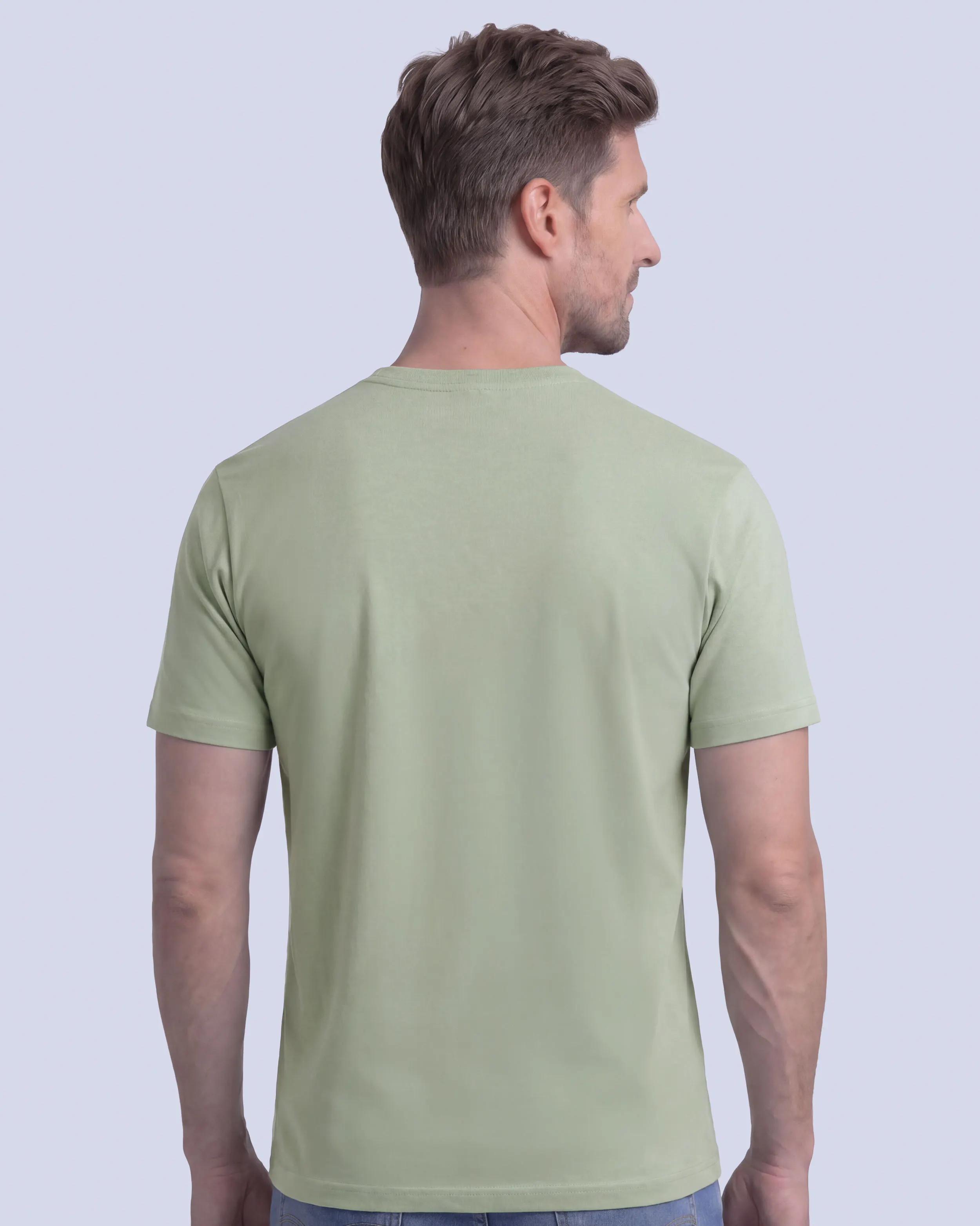 Camiseta cuello redondo lisa manga corta verde