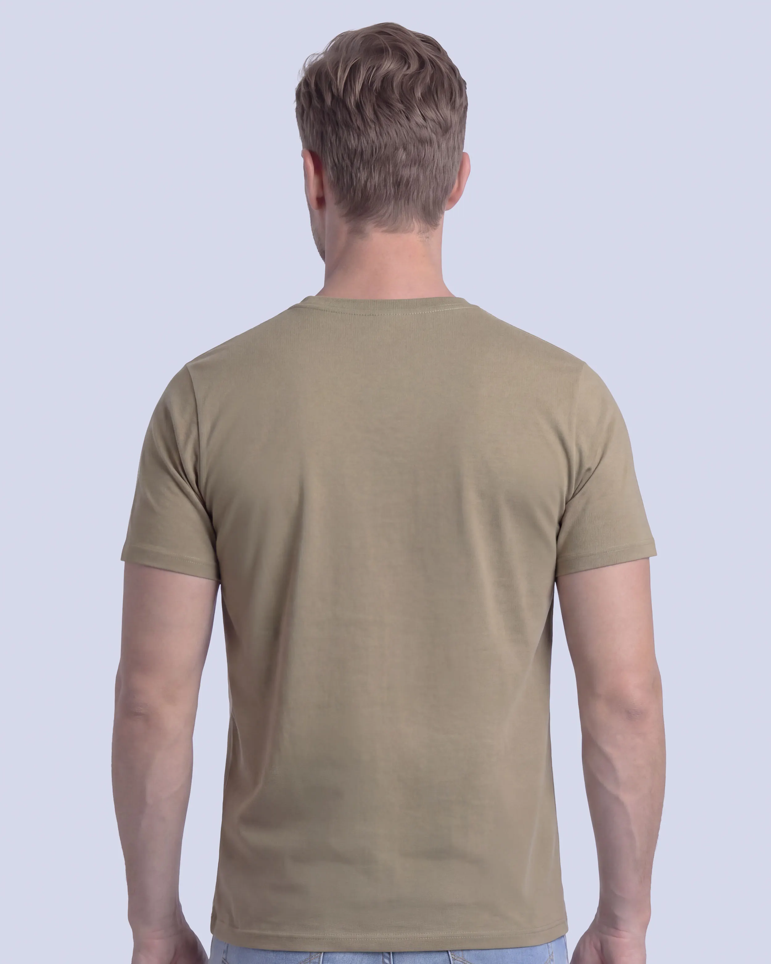 Camiseta cuello redondo lisa manga corta café
