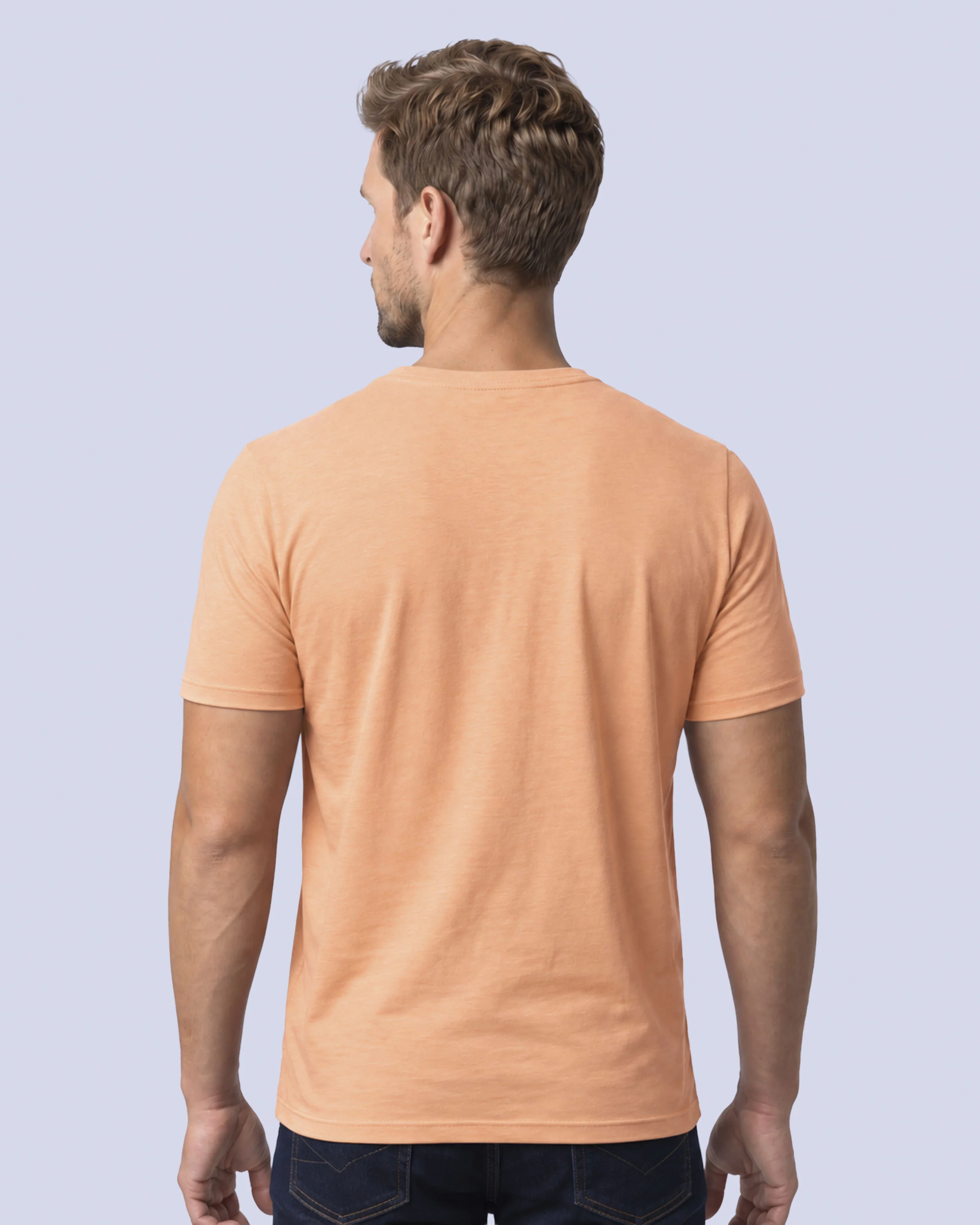 Camiseta cuello redondo lisa manga corta anaranjada
