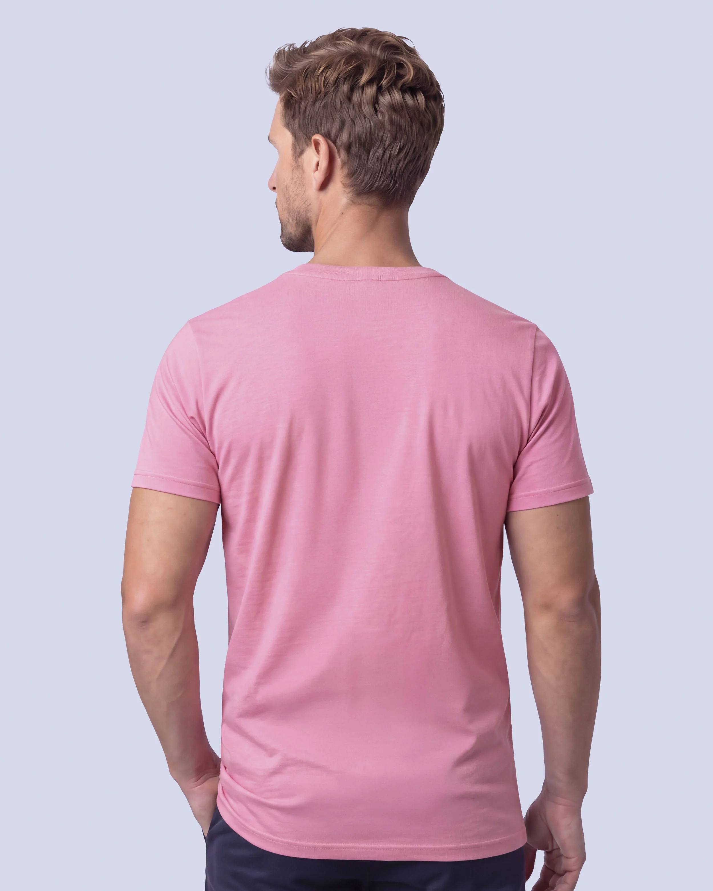 Camiseta cuello redondo lisa manga corta rosada