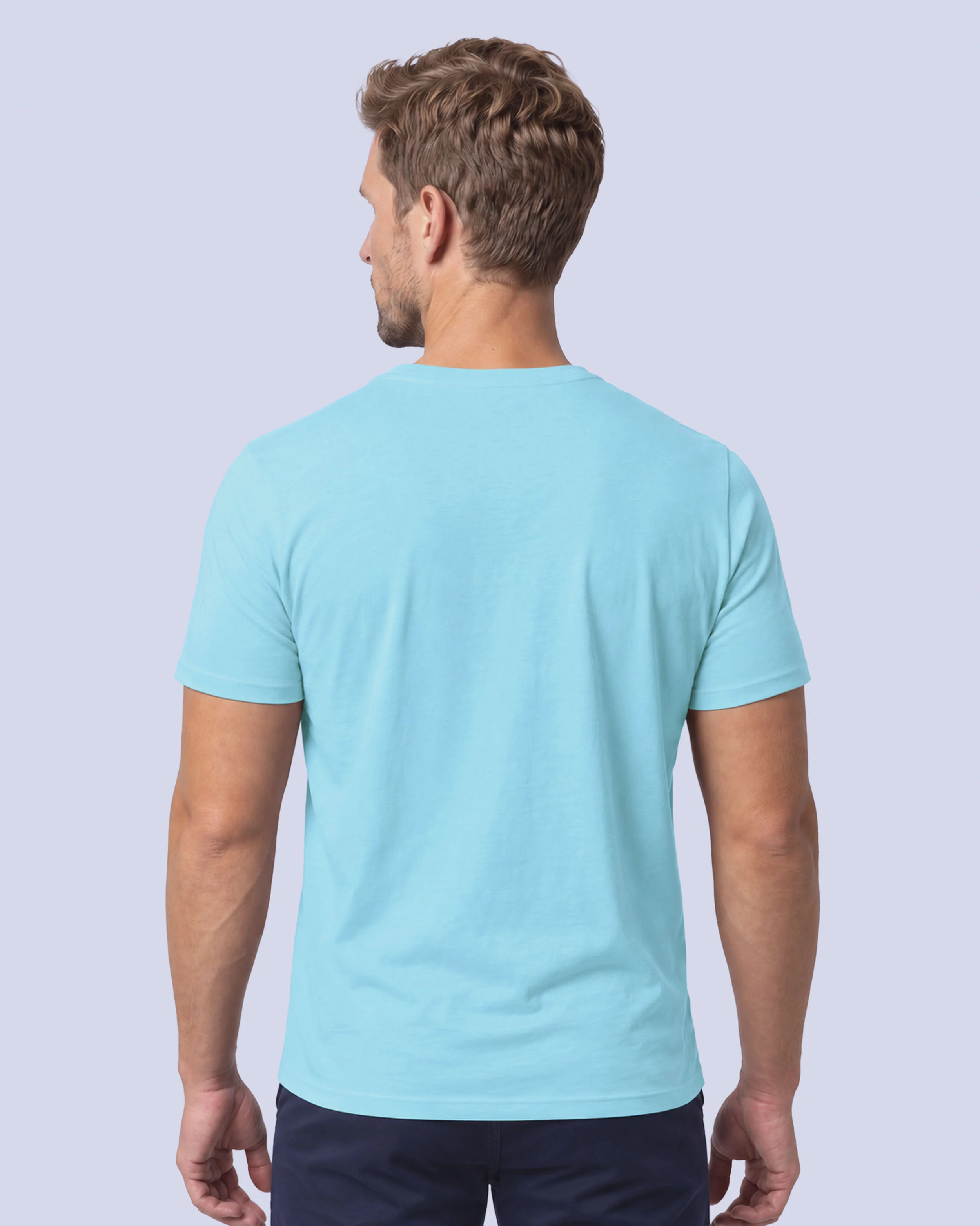 Camiseta cuello redondo lisa manga corta celeste