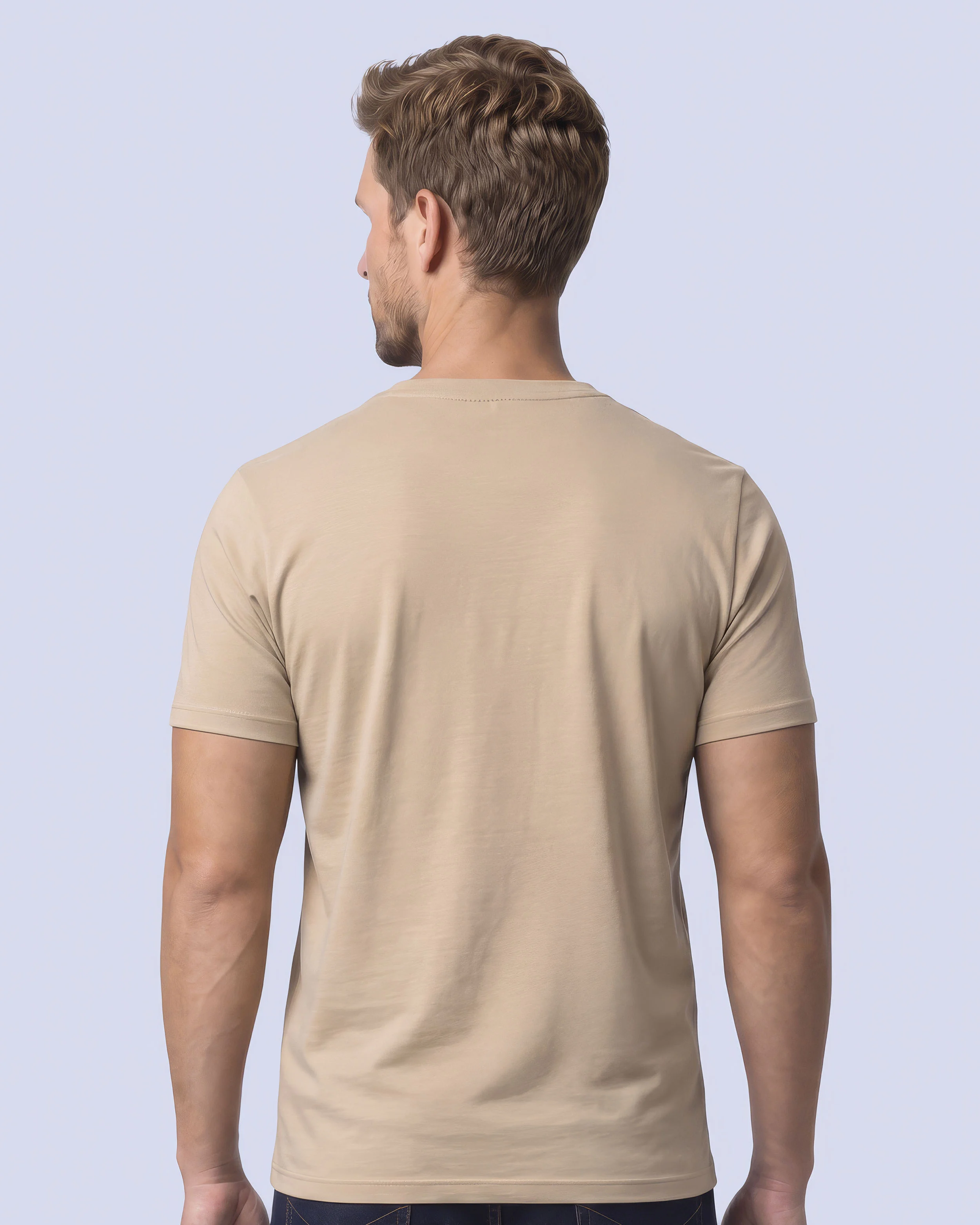 Camiseta cuello redondo lisa manga corta café