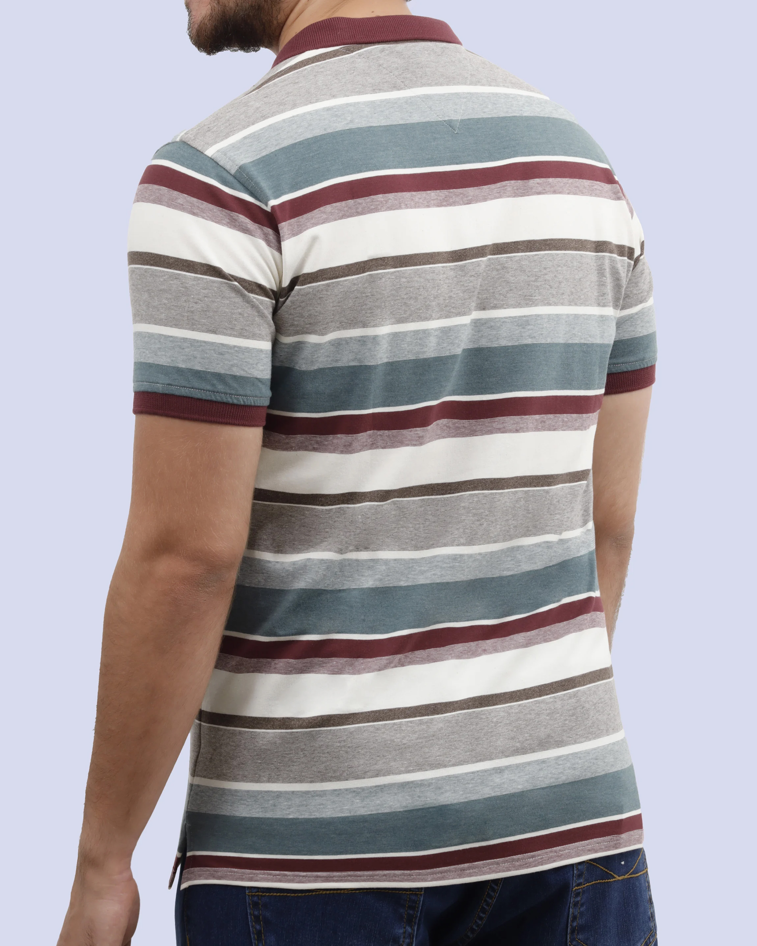 Camisa sport rayada slim fit manga corta multicolor