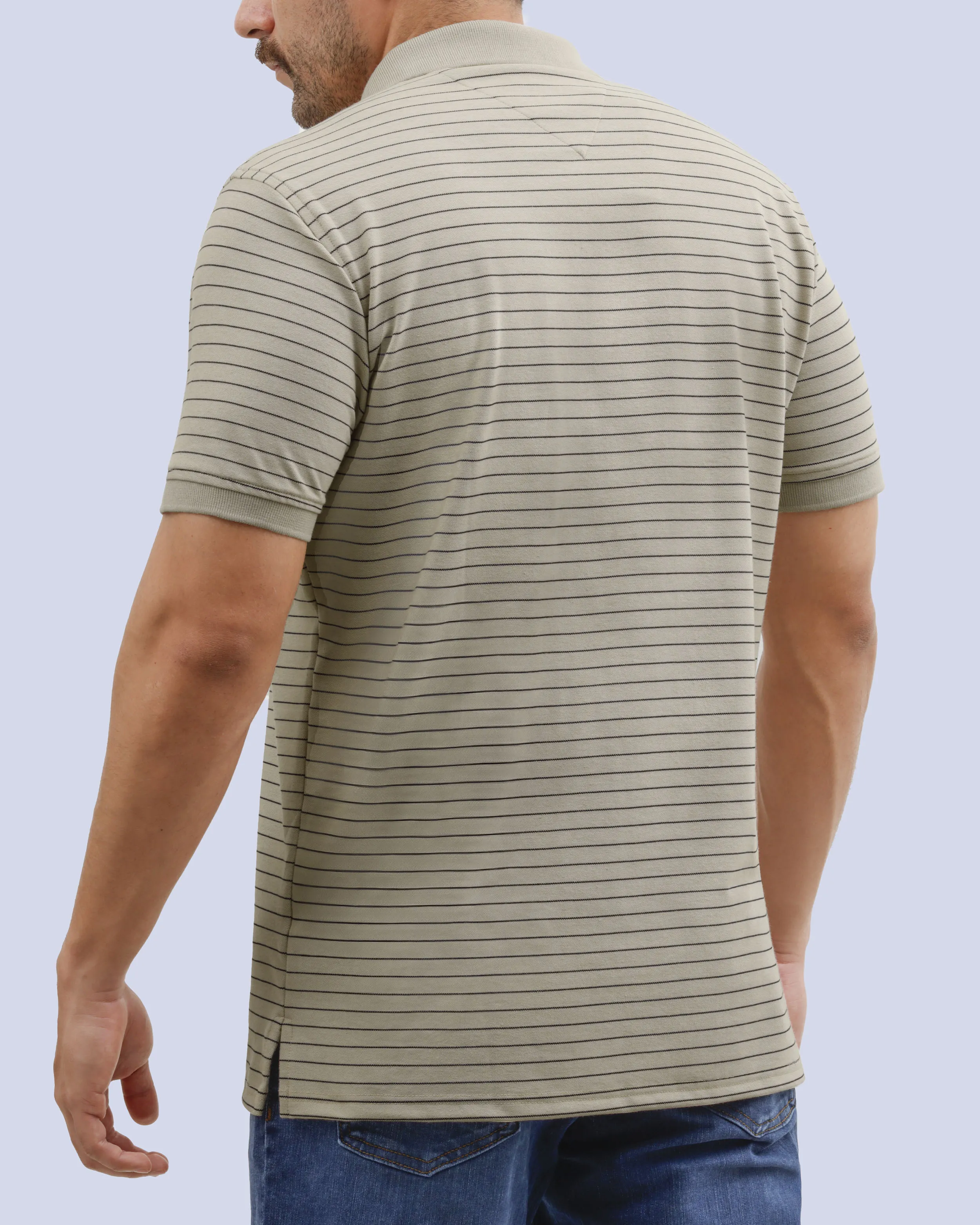 Camisa sport rayadas slim fit manga corta café