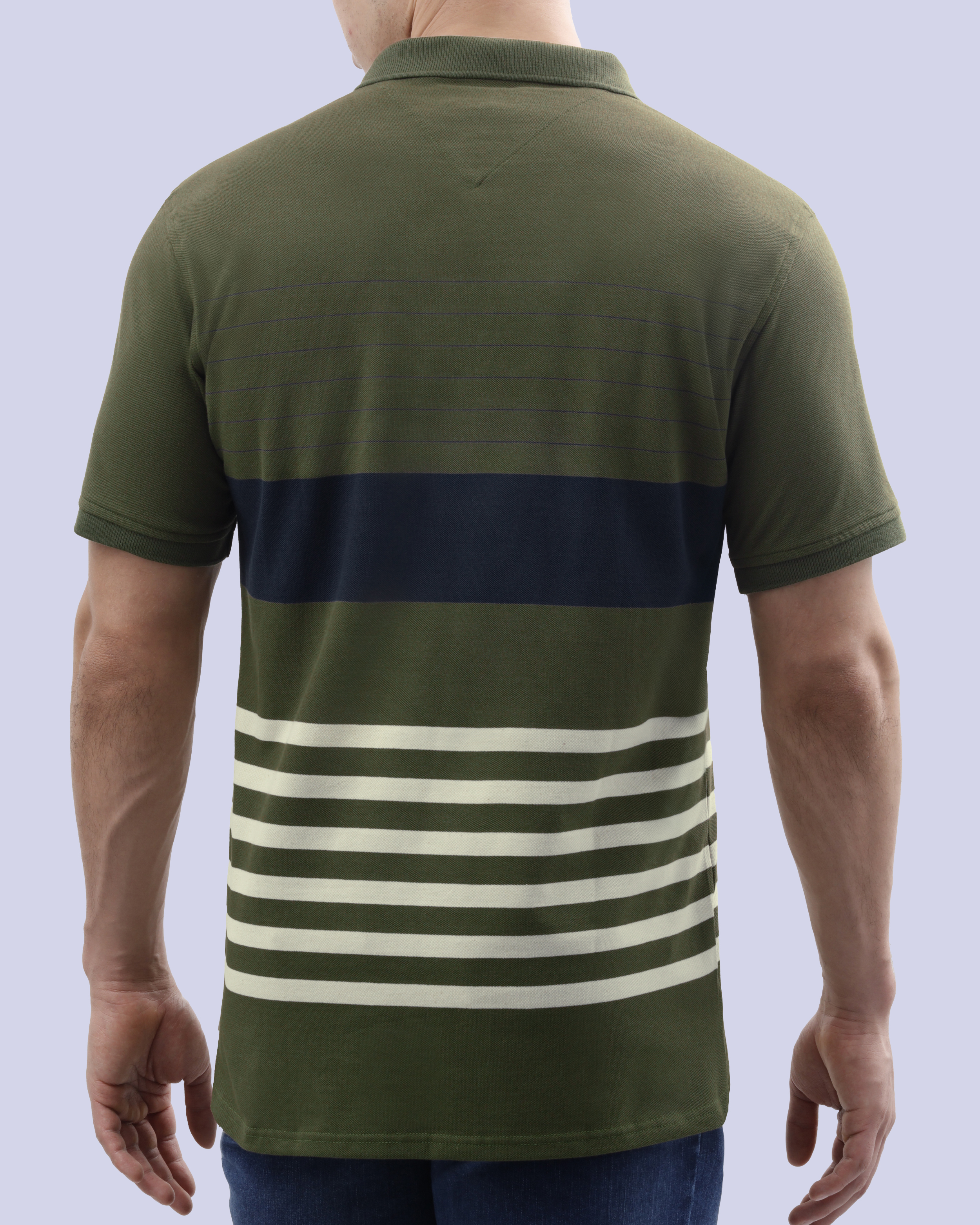 Camisa sport rayadas slim fit manga corta multicolor