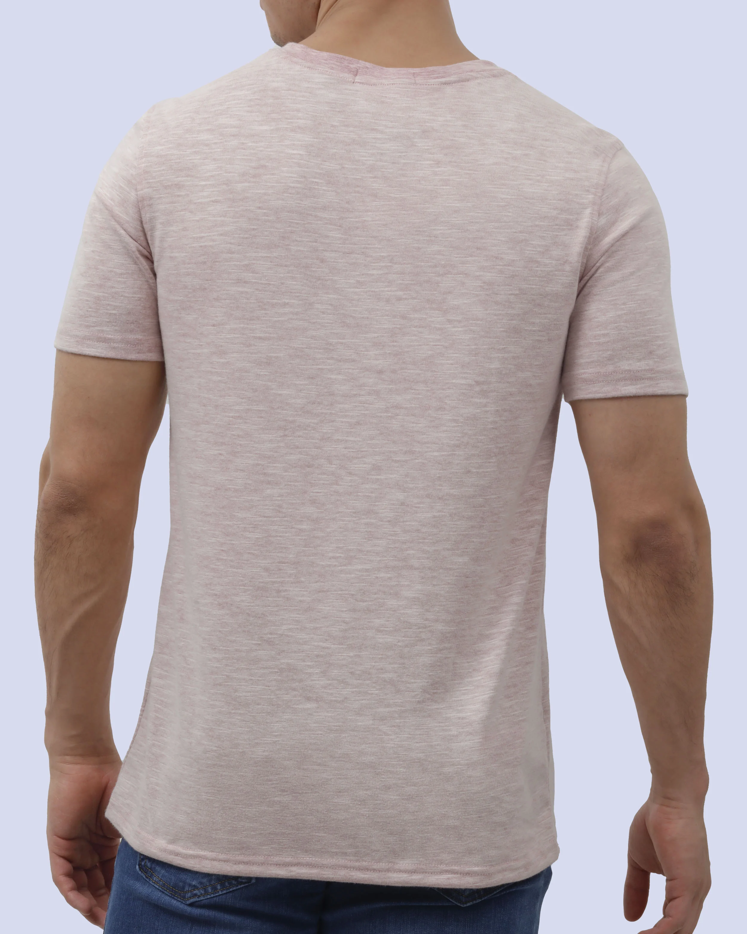 Camiseta cuello v diseño slim fit manga corta naranja