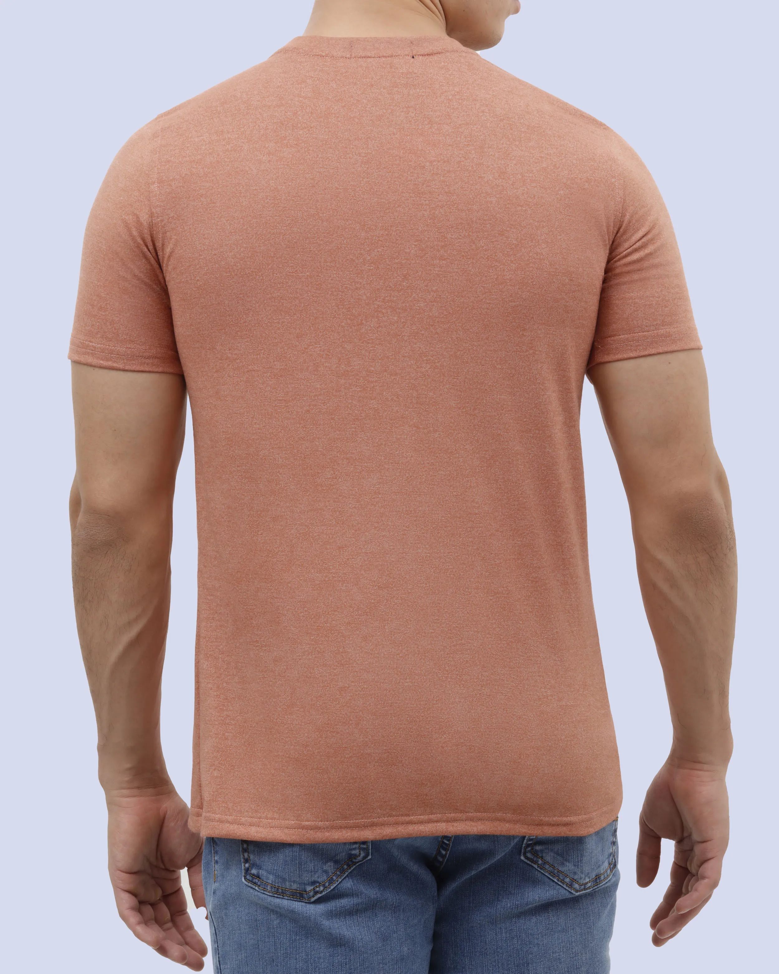 Camiseta cuello redondo slim fit manga corta anaranjada