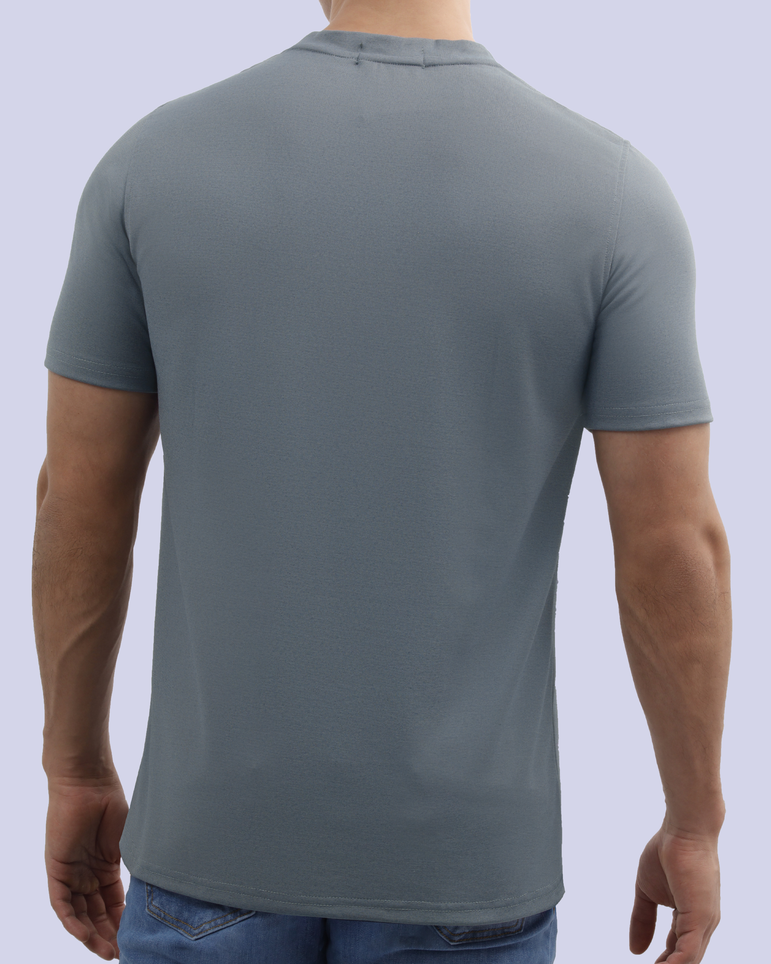 Camiseta cuello redondo lisa slim fit manga corta azul