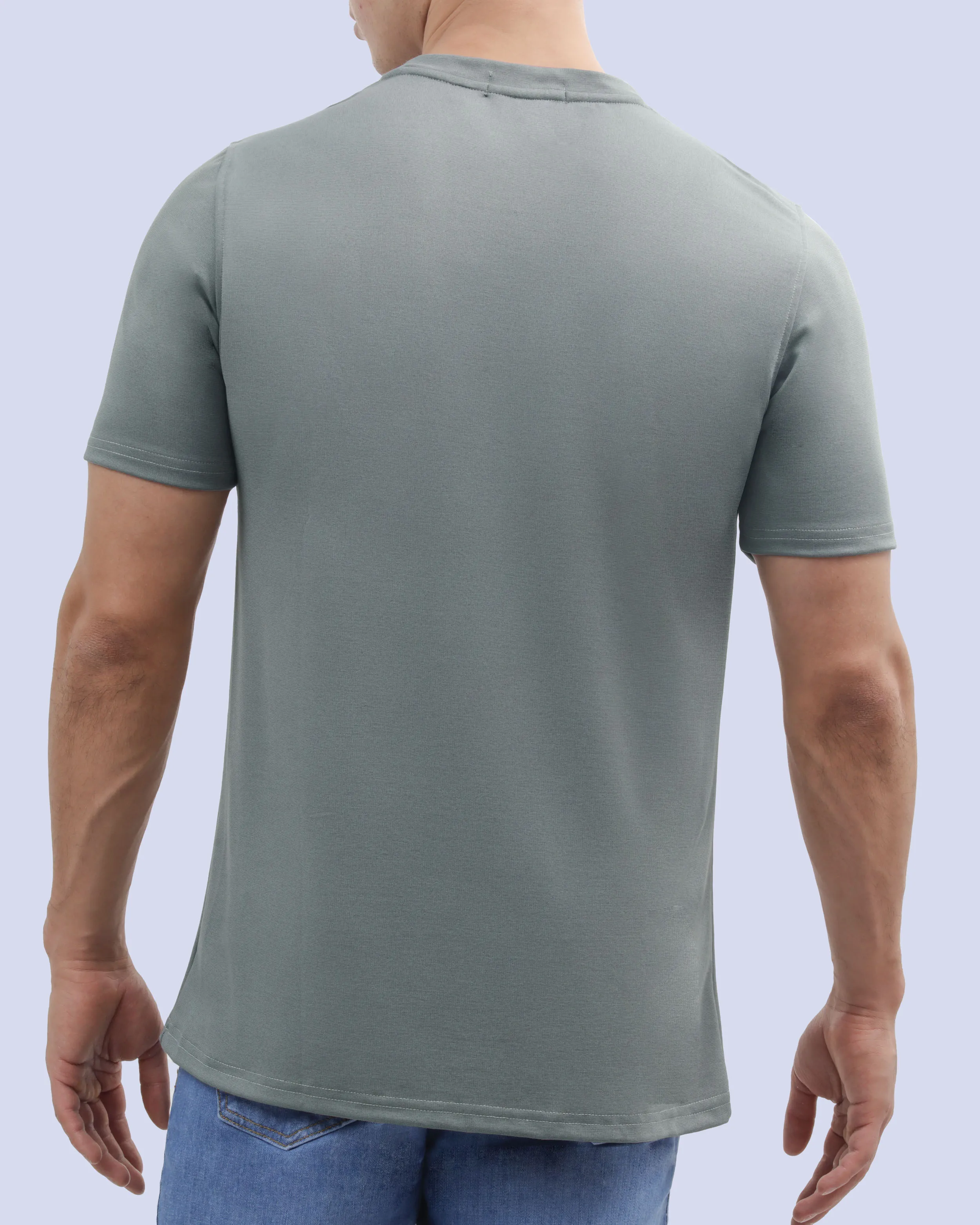 Camiseta cuello redondo lisa slim fit manga corta verde