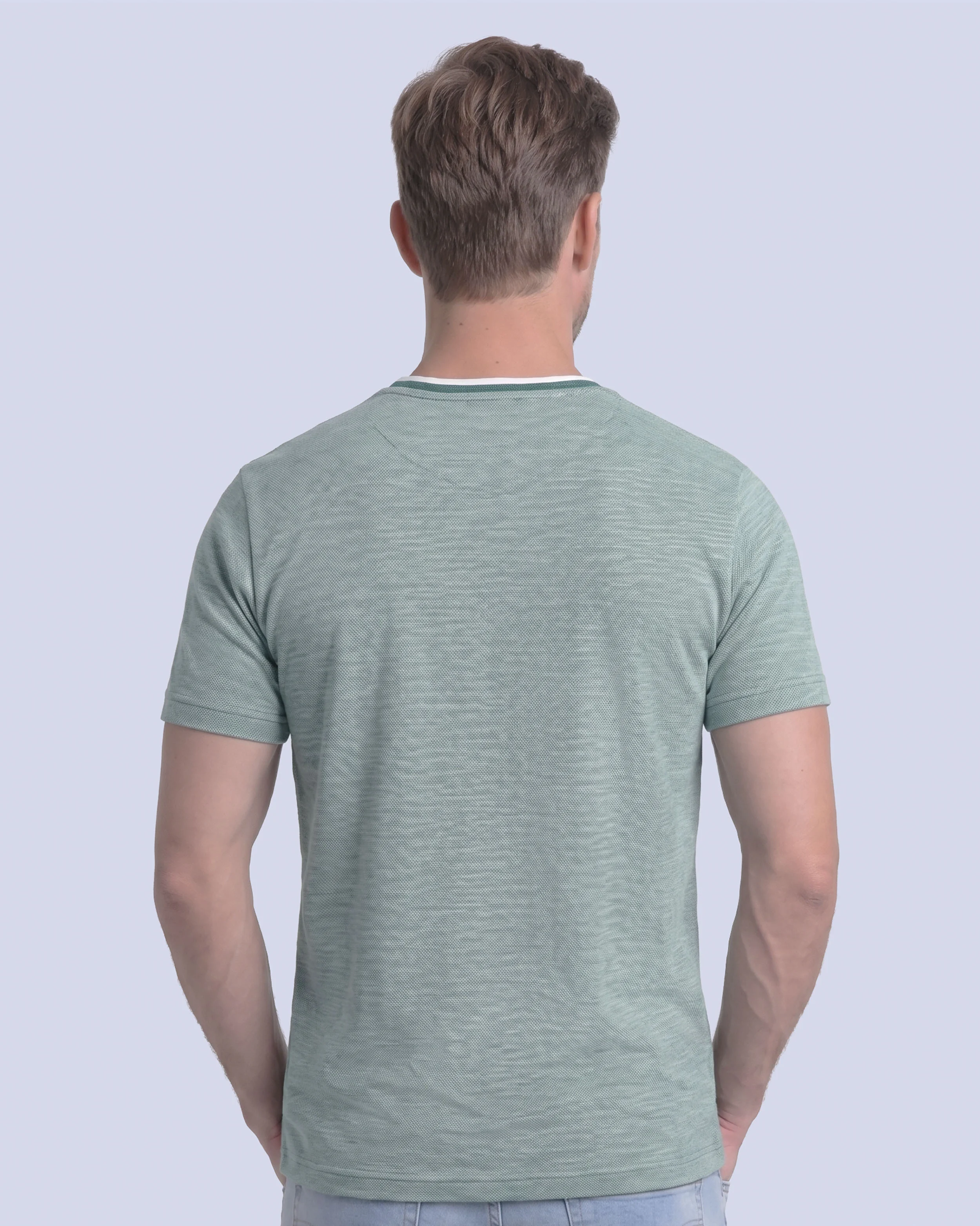 Camiseta cuello redondo diseño slim fit manga corta verde