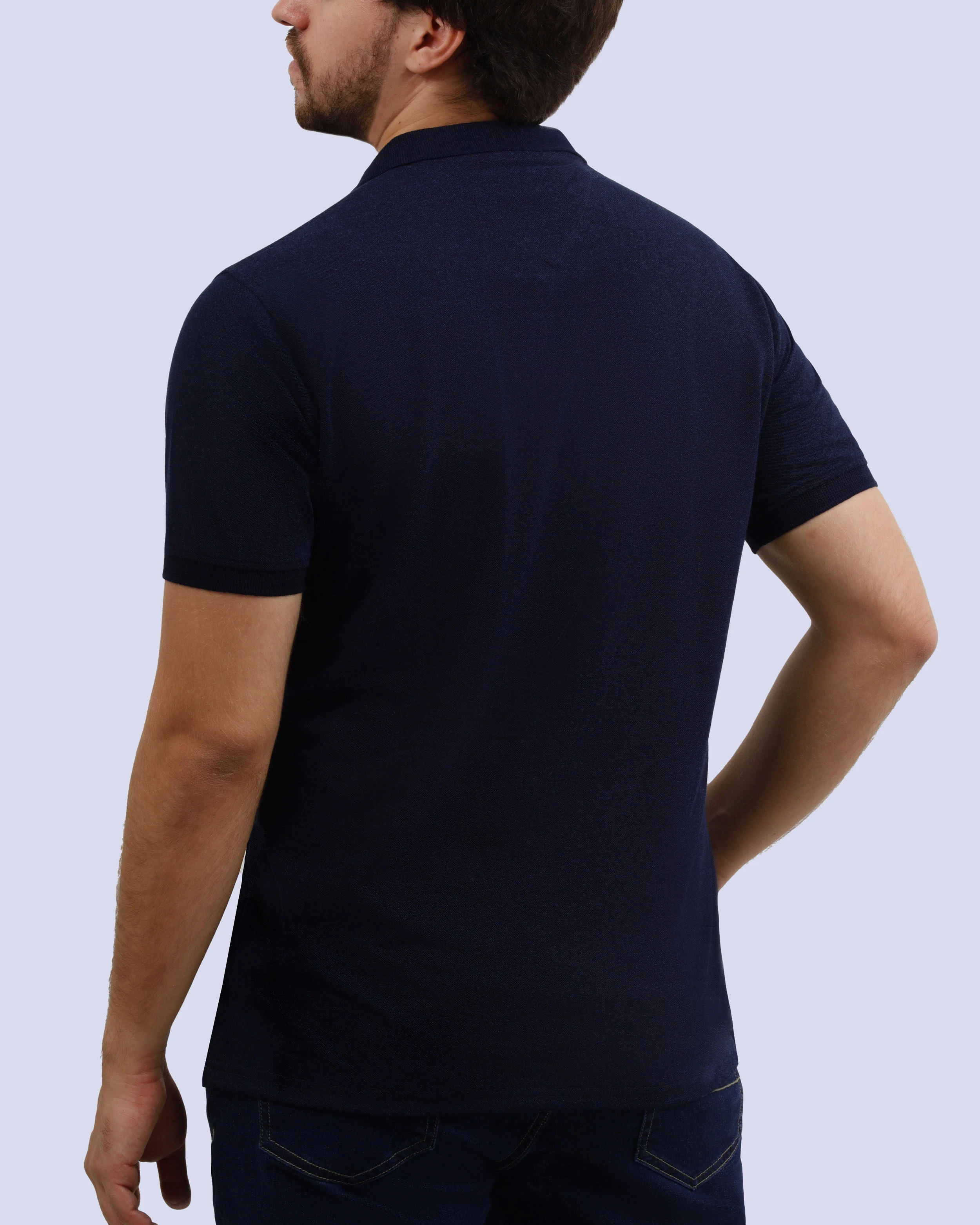 Camisa sport diseño slim fit manga corta azul
