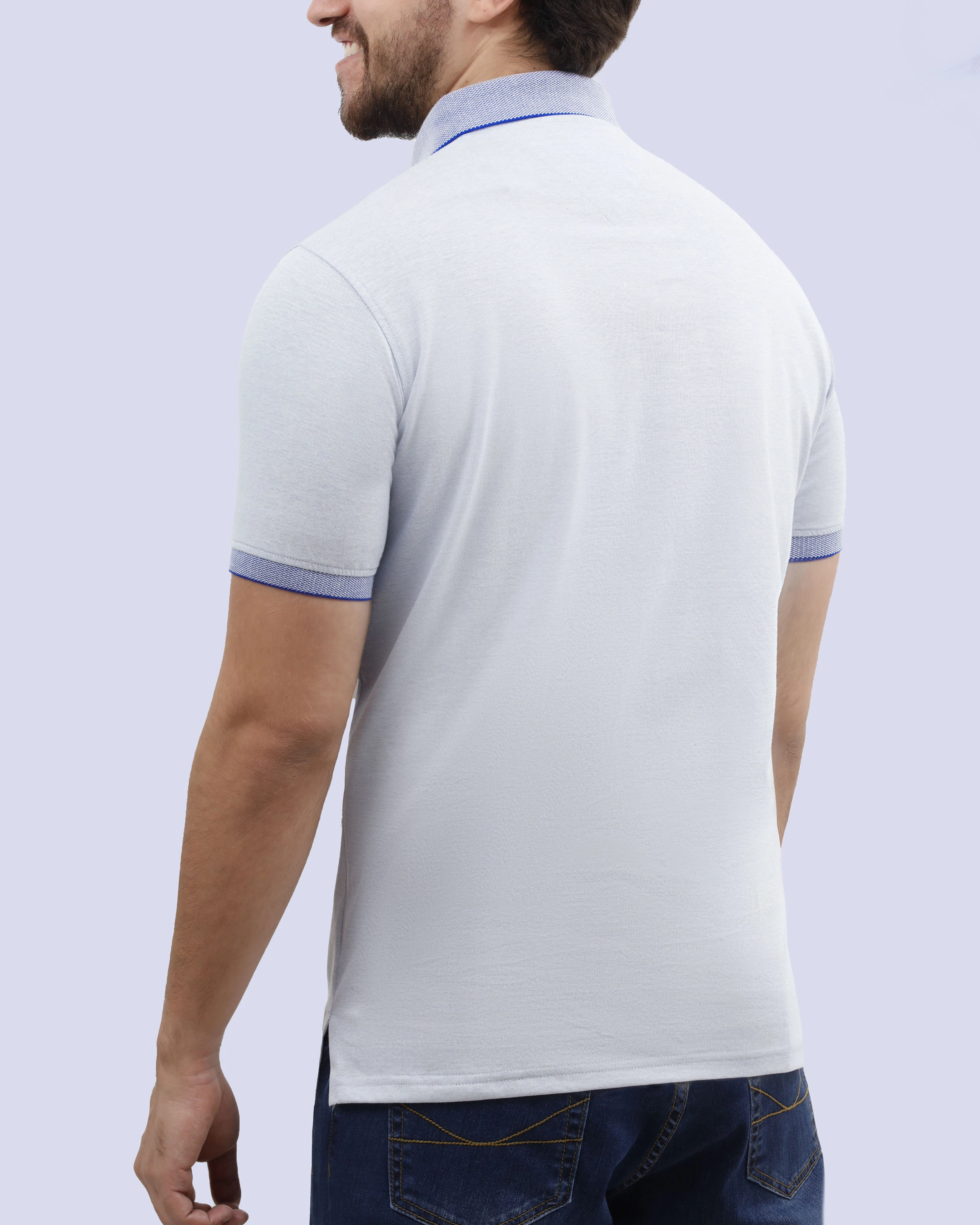 Camisa sport diseño slim fit manga corta azul