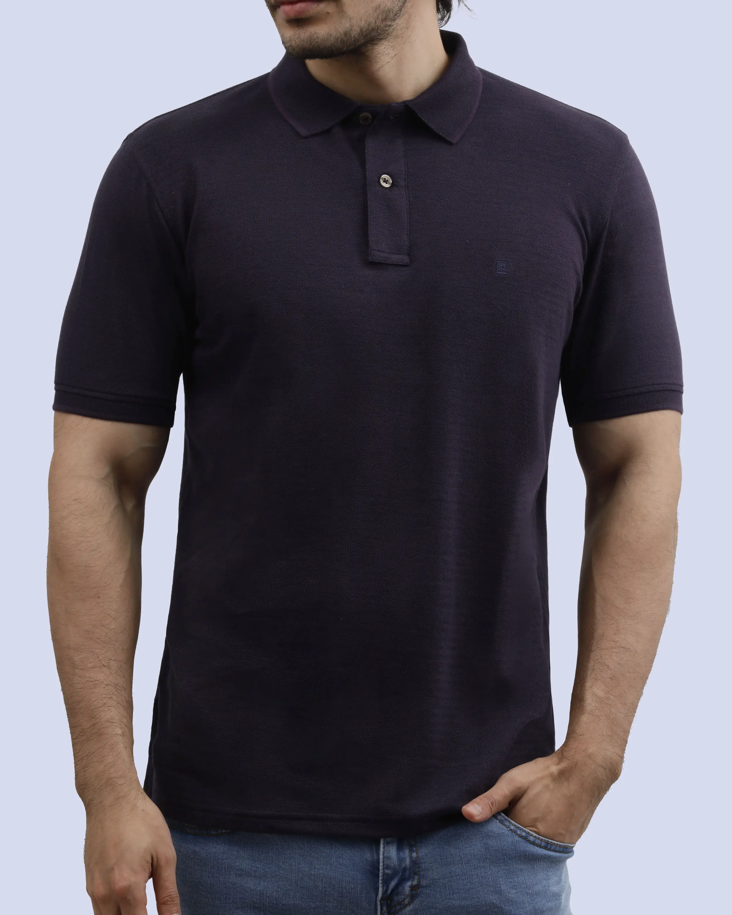 Camisa sport diseño slim fit manga corta morada