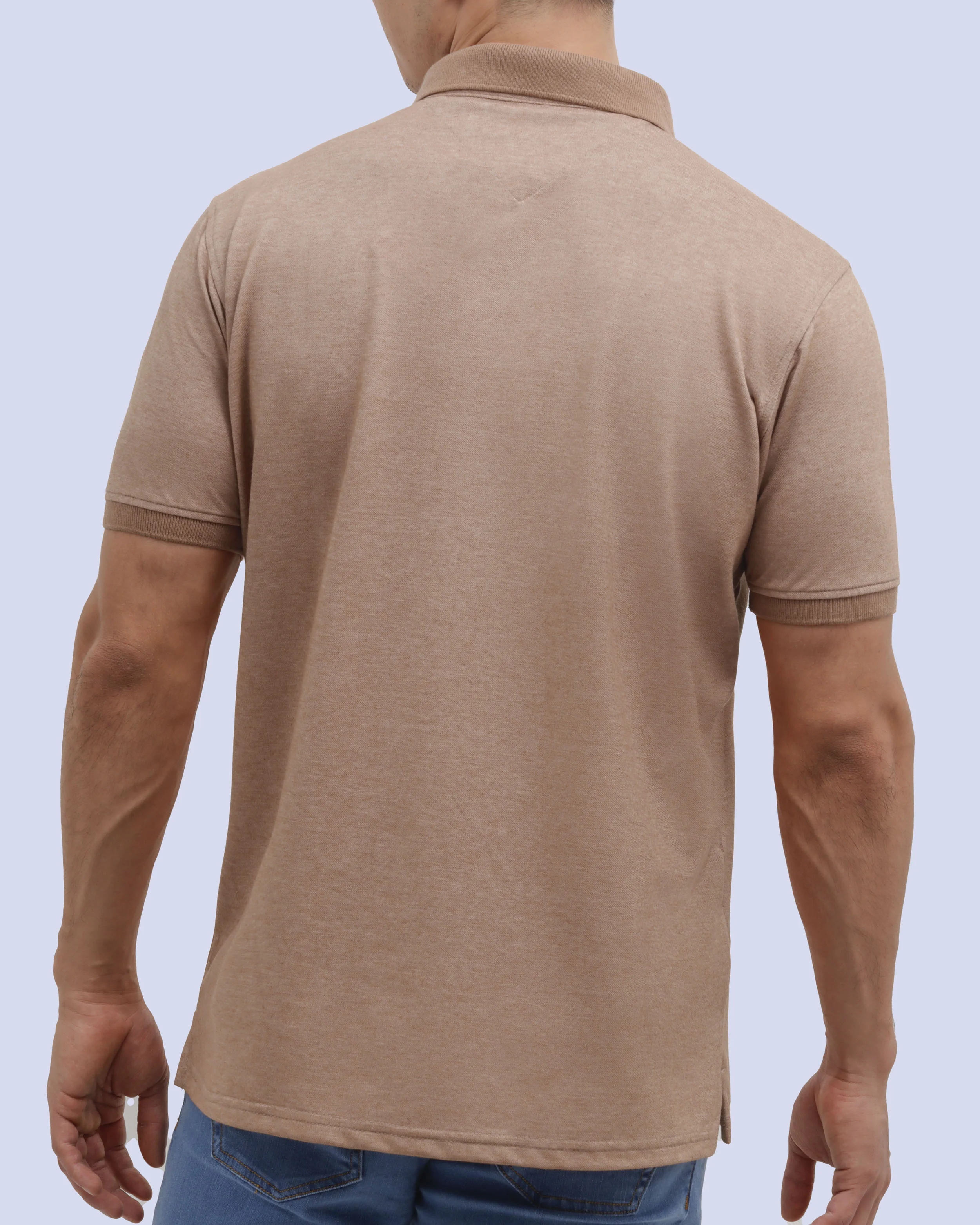 Camisa sport diseño slim fit manga corta café