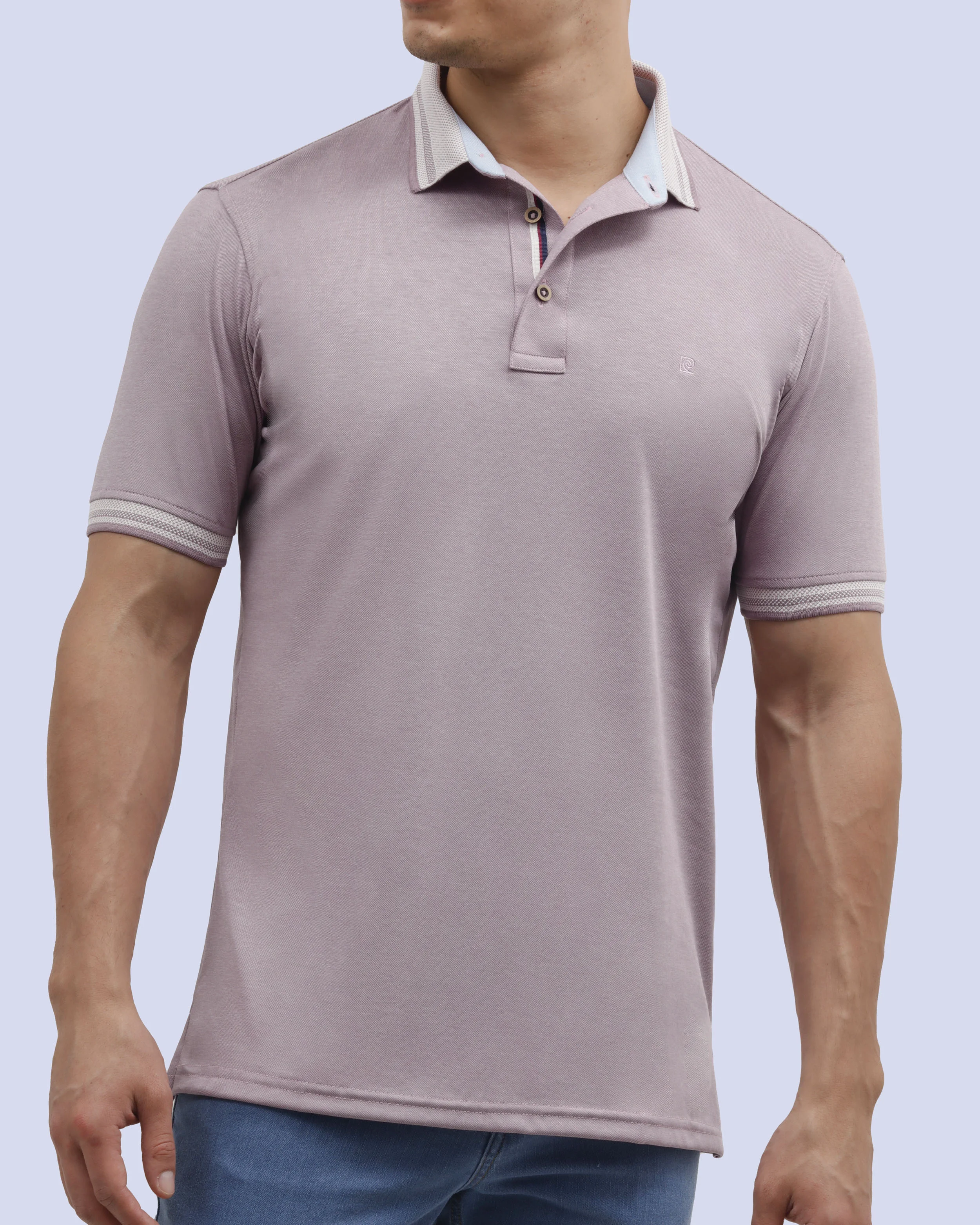 Camisa sport diseño slim fit manga corta morada