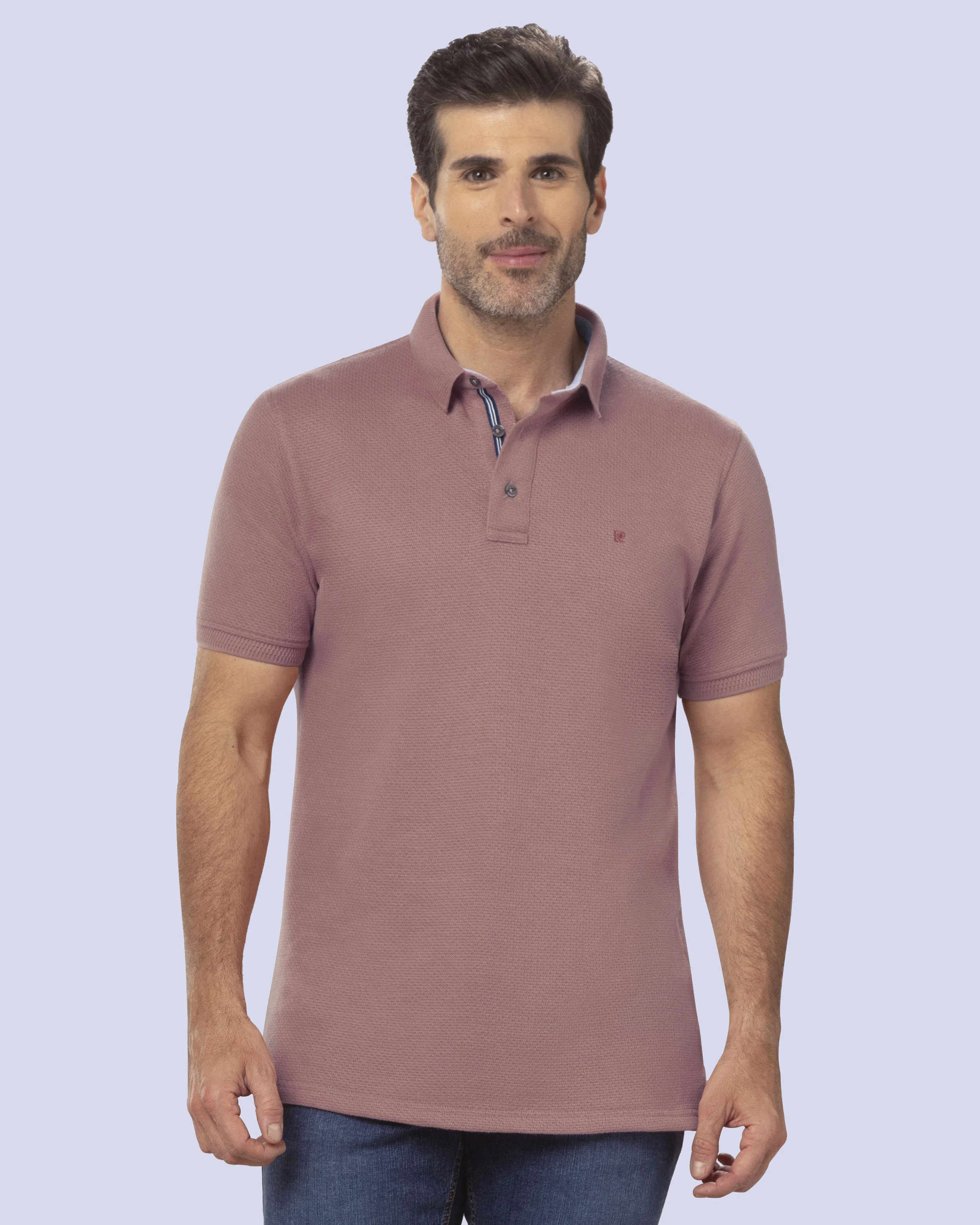 Camisa sport diseño slim fit manga corta rosada