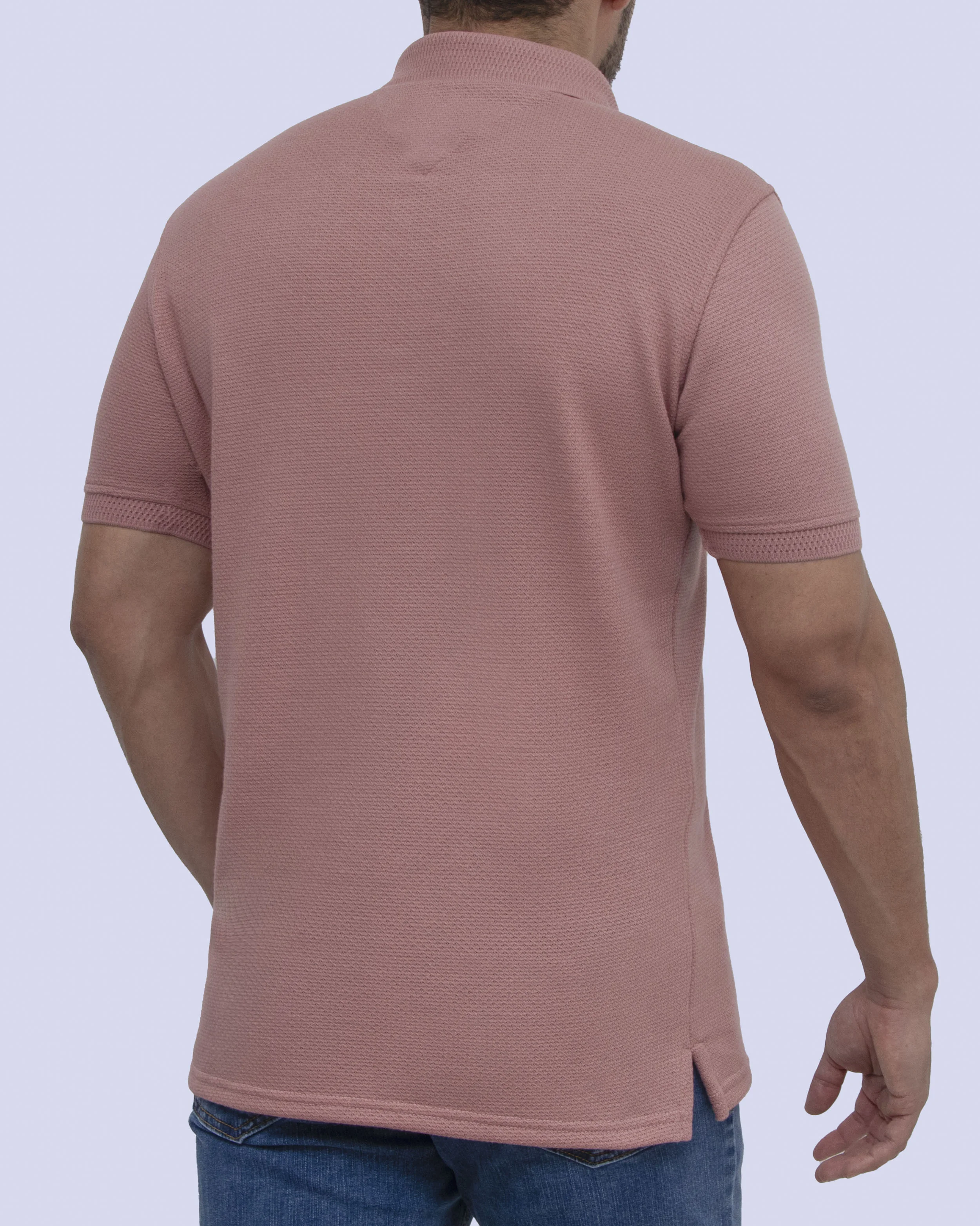 Camisa sport diseño slim fit manga corta rosada