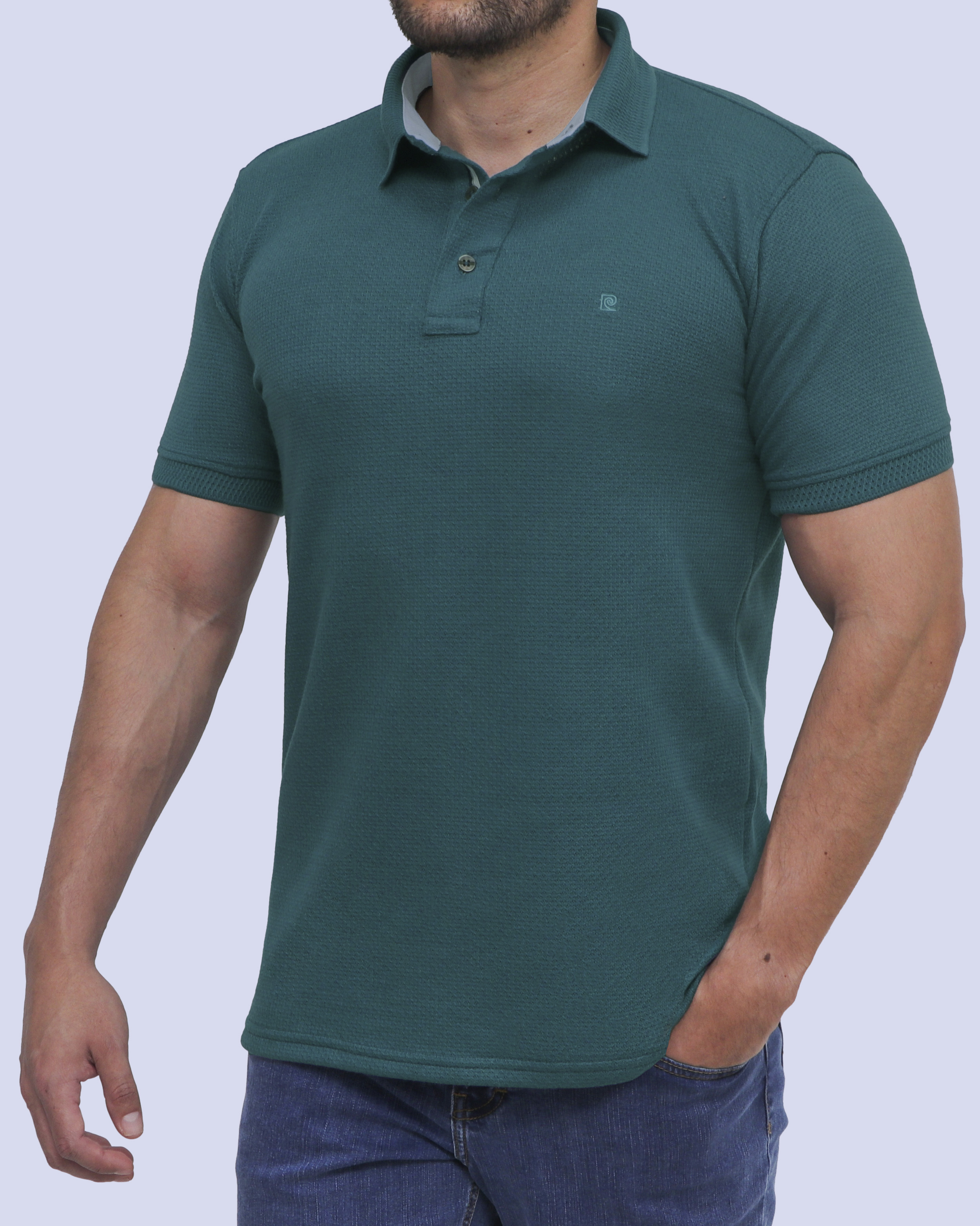Camisa sport diseño slim fit manga corta turquesa