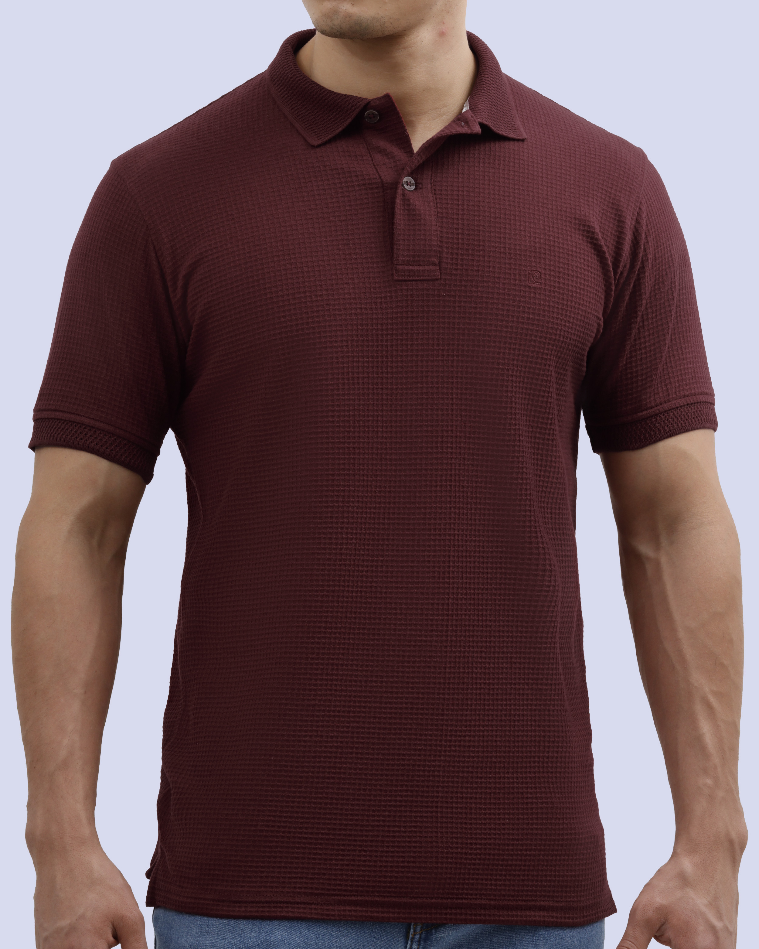 Camisa sport diseño slim fit manga corta vino