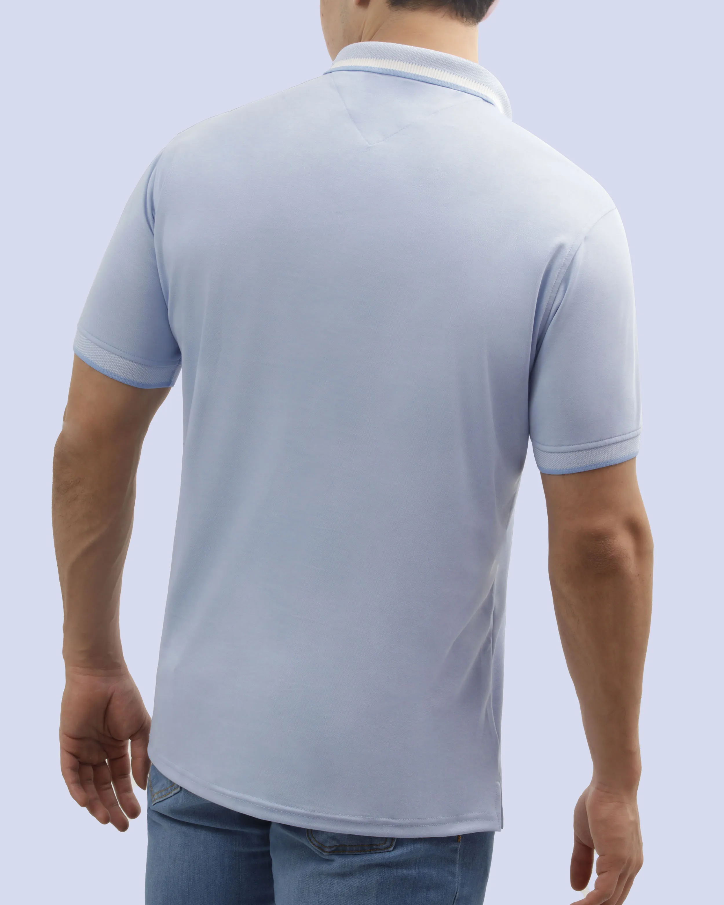 Camisa sport diseño slim fit manga corta celeste
