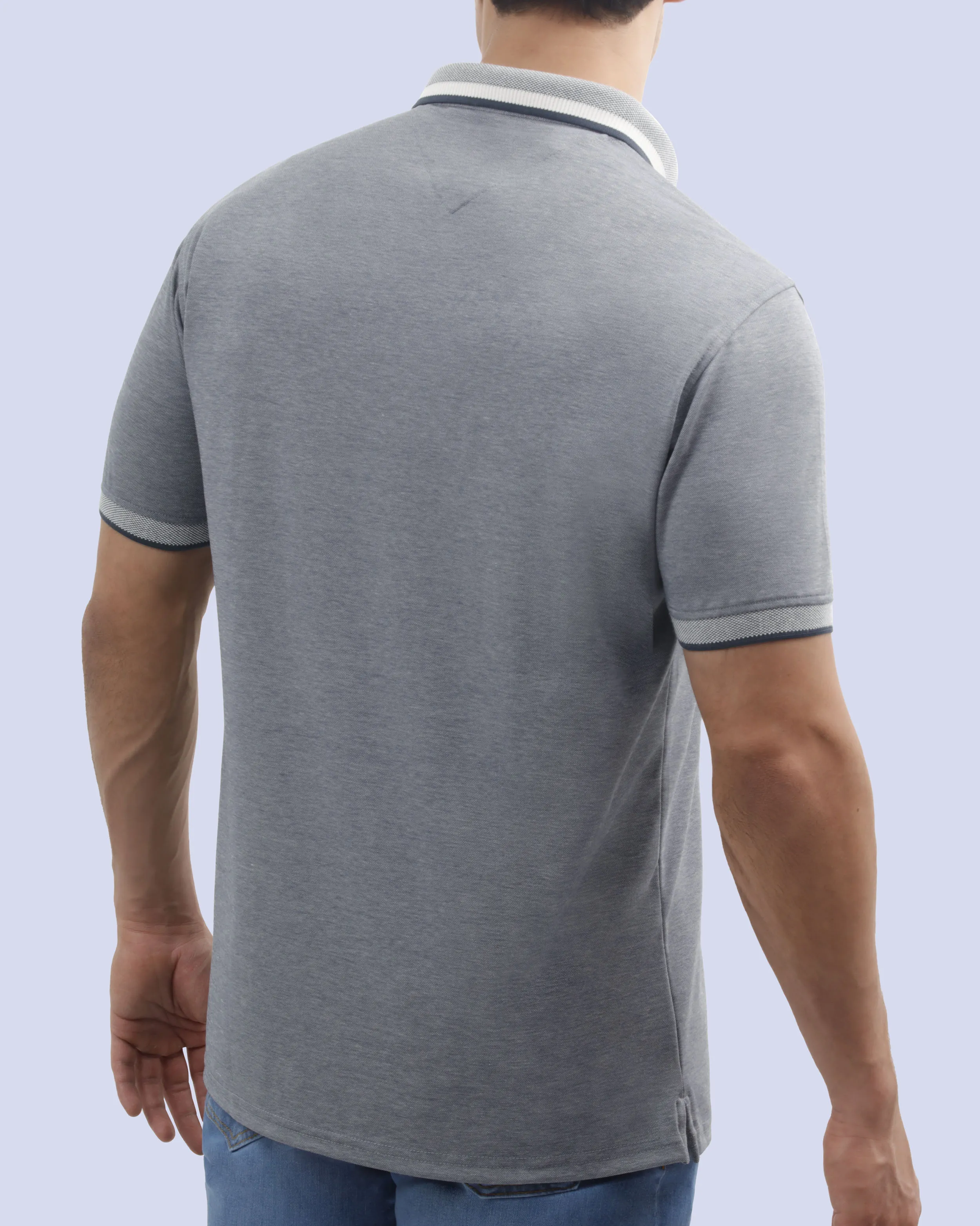 Camisa sport diseño slim fit manga corta azul
