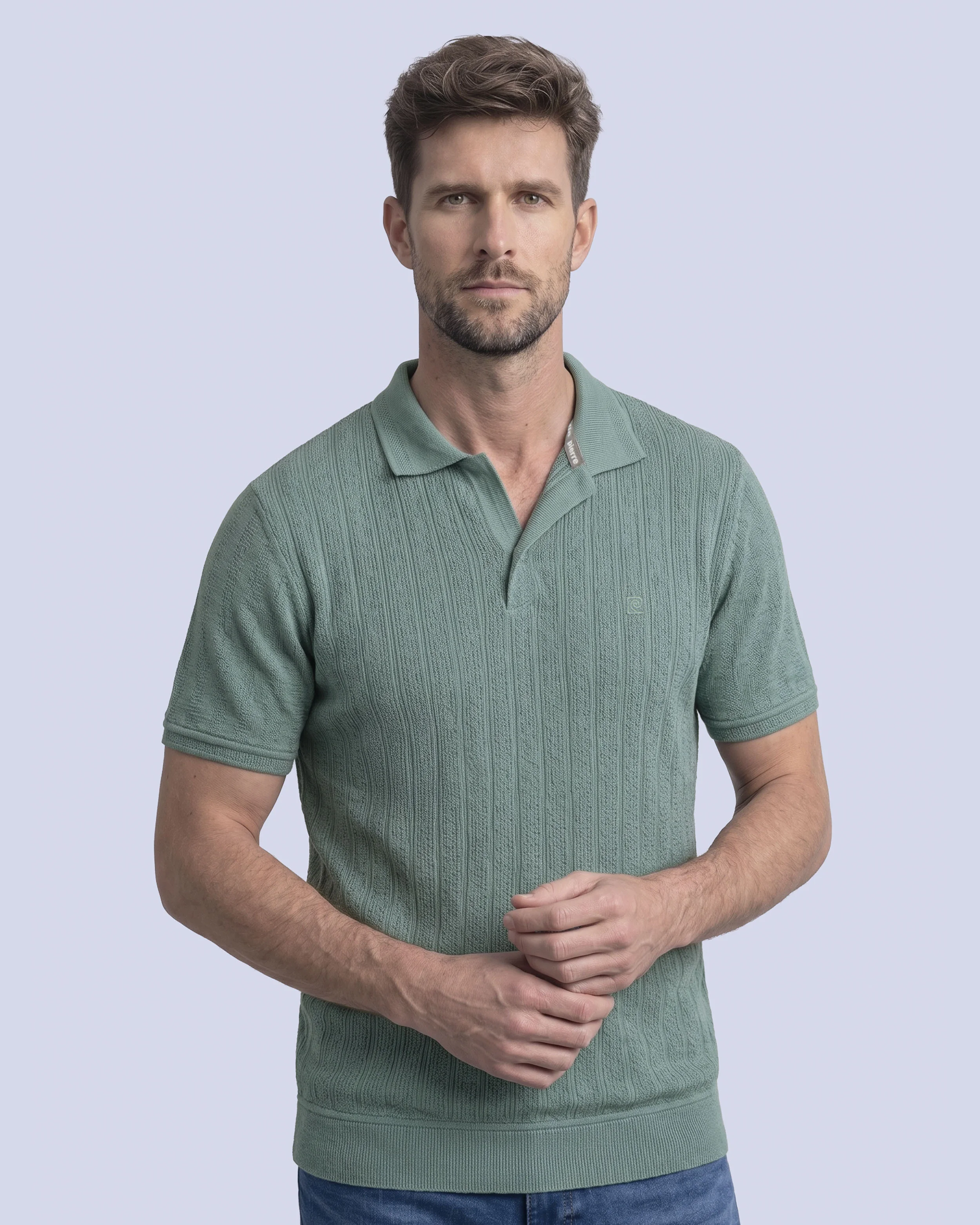 Camisa sport diseño slim fit manga corta verde