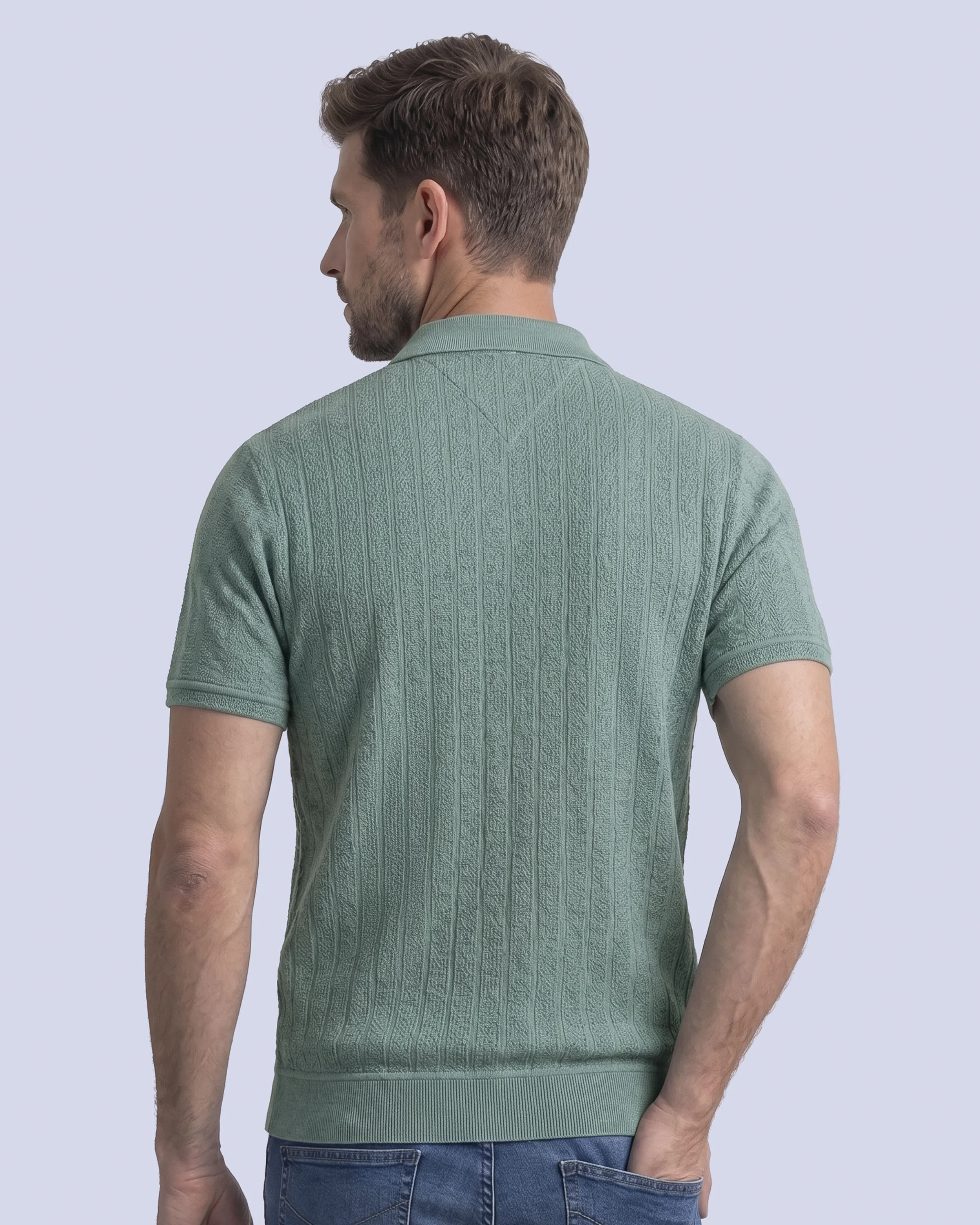 Camisa sport diseño slim fit manga corta verde
