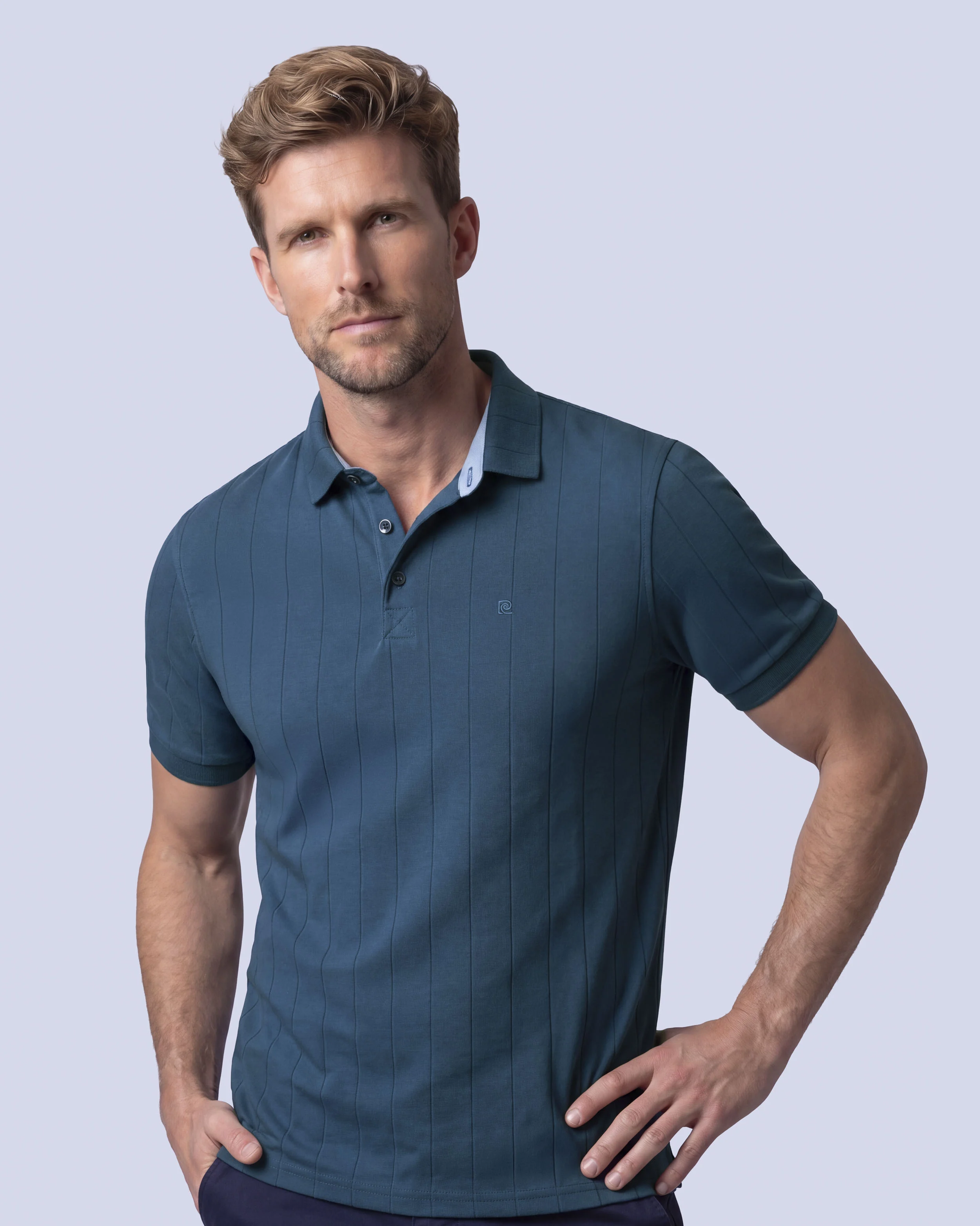 Camisa sport diseño slim fit manga corta turquesa