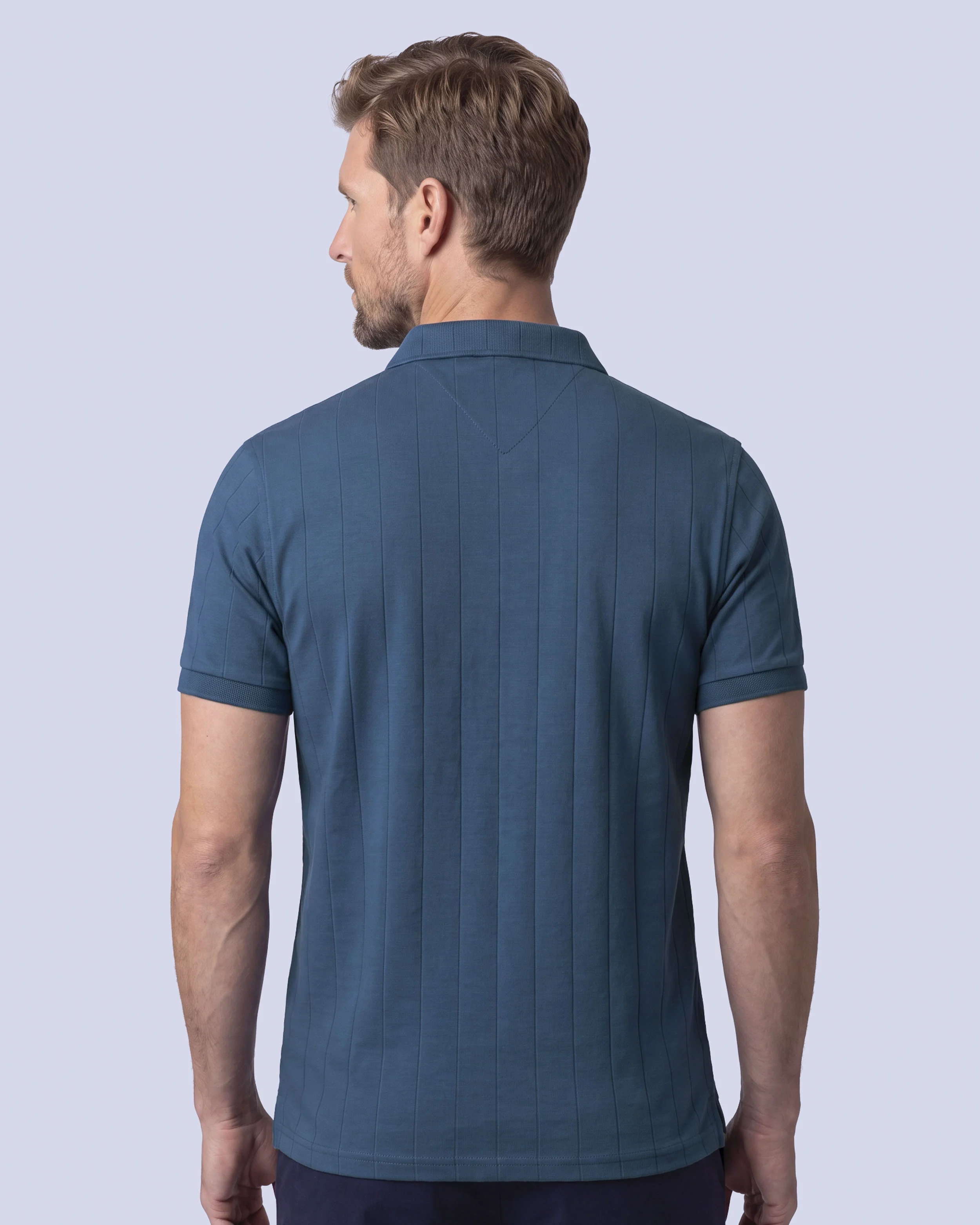 Camisa sport diseño slim fit manga corta turquesa
