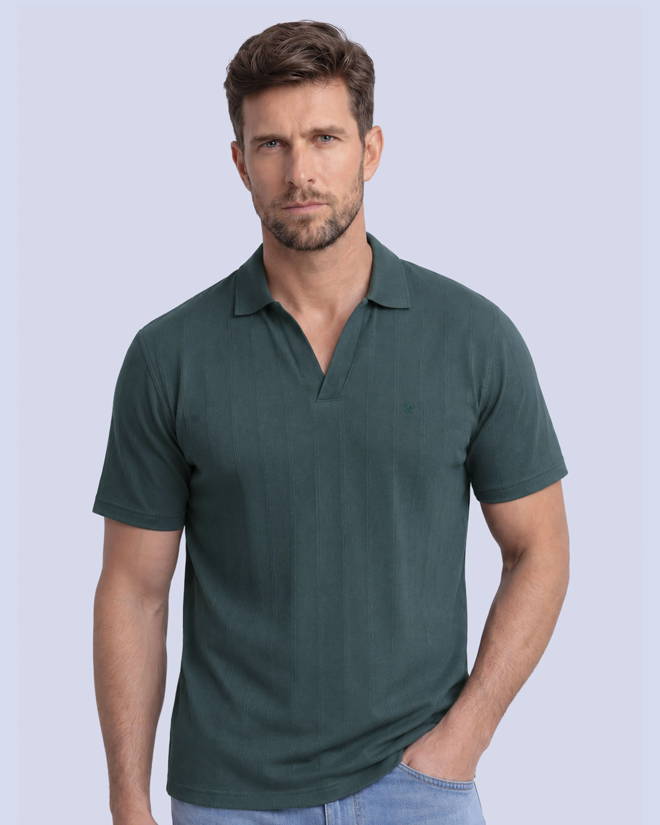 Camisa sport diseño slim fit manga corta verde